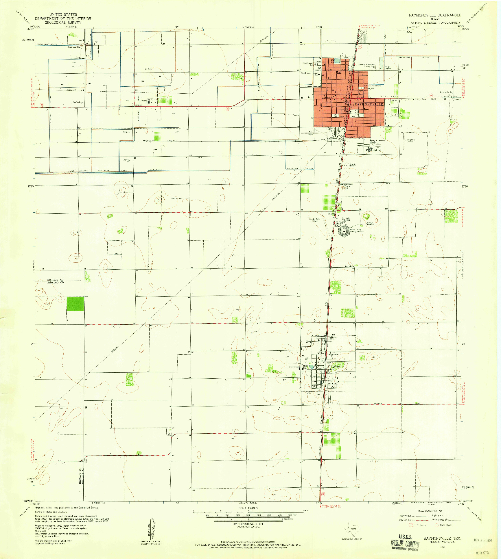 USGS 1:24000-SCALE QUADRANGLE FOR RAYMONDVILLE, TX 1956