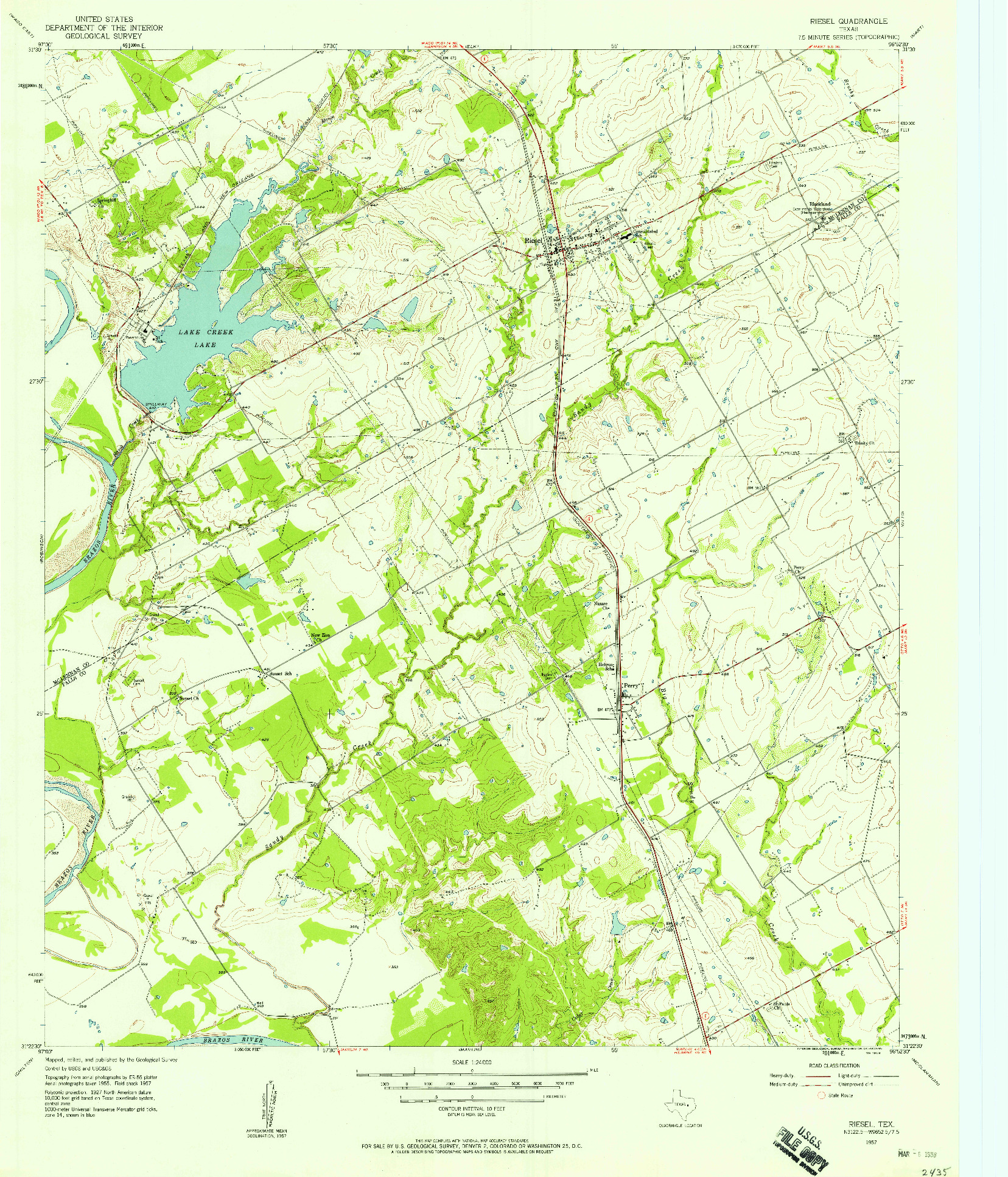 USGS 1:24000-SCALE QUADRANGLE FOR RIESEL, TX 1957