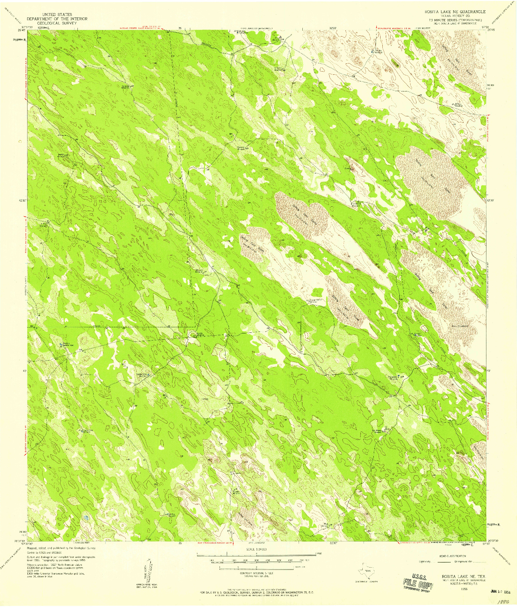 USGS 1:24000-SCALE QUADRANGLE FOR ROSITA LAKE NE, TX 1956