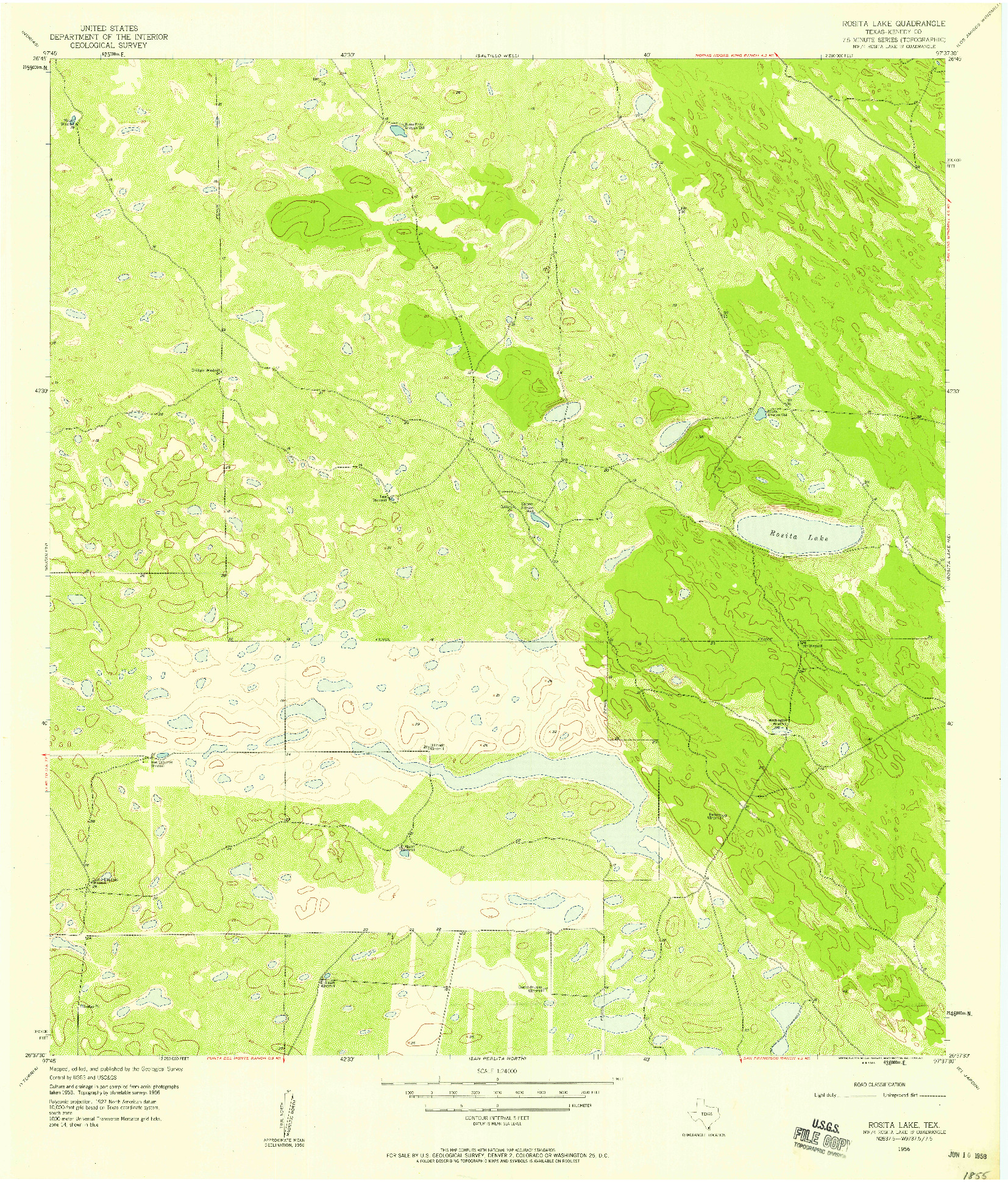 USGS 1:24000-SCALE QUADRANGLE FOR ROSITA LAKE, TX 1956