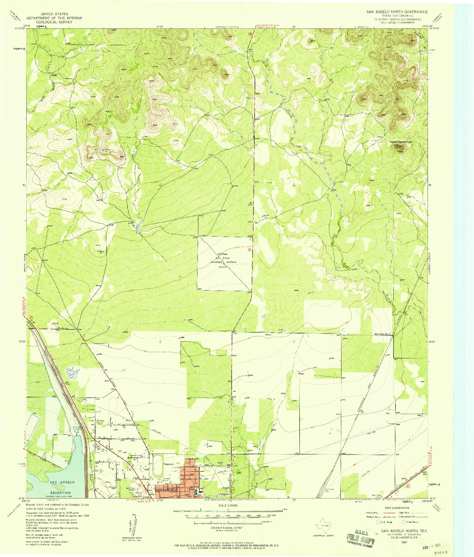 USGS 1:24000-SCALE QUADRANGLE FOR SAN ANGELO NORTH, TX 1957