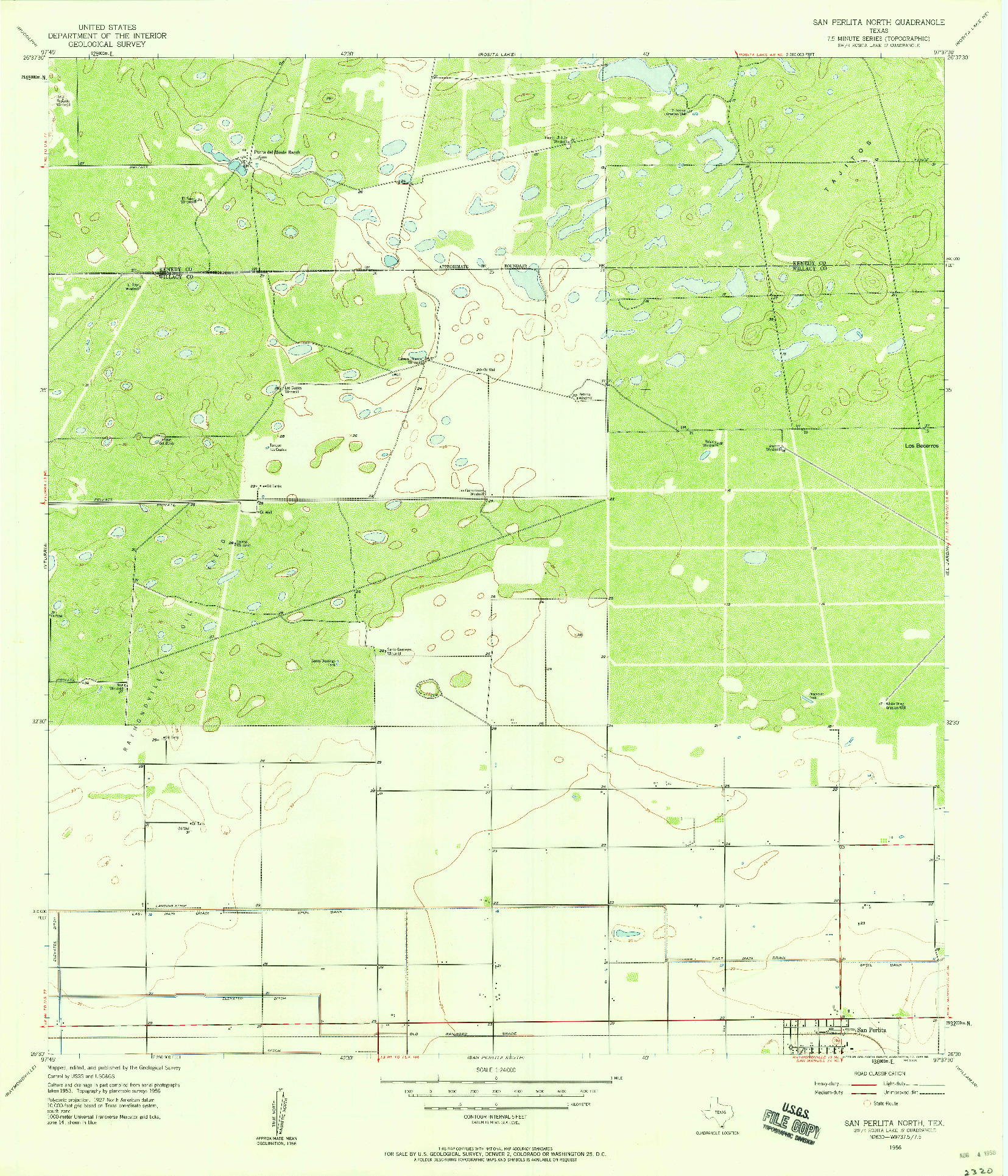USGS 1:24000-SCALE QUADRANGLE FOR SAN PERLITA NORTH, TX 1956