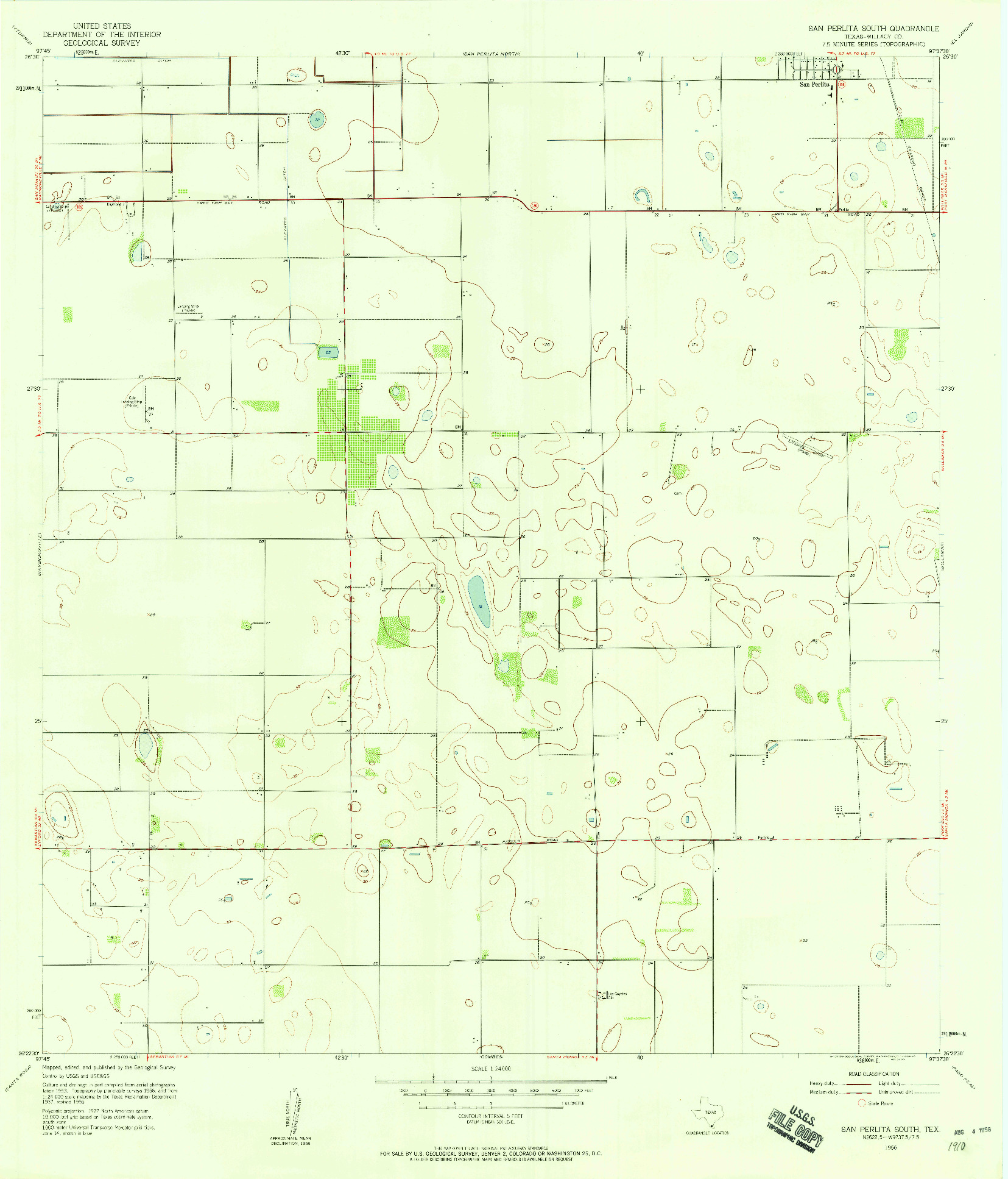 USGS 1:24000-SCALE QUADRANGLE FOR SAN PERLITA SOUTH, TX 1956
