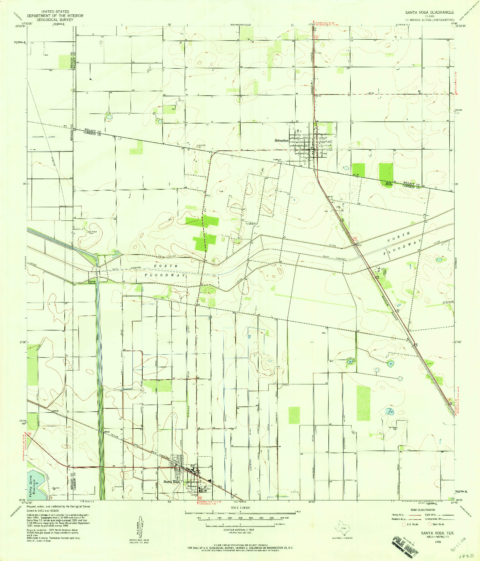 USGS 1:24000-SCALE QUADRANGLE FOR SANTA ROSA, TX 1956