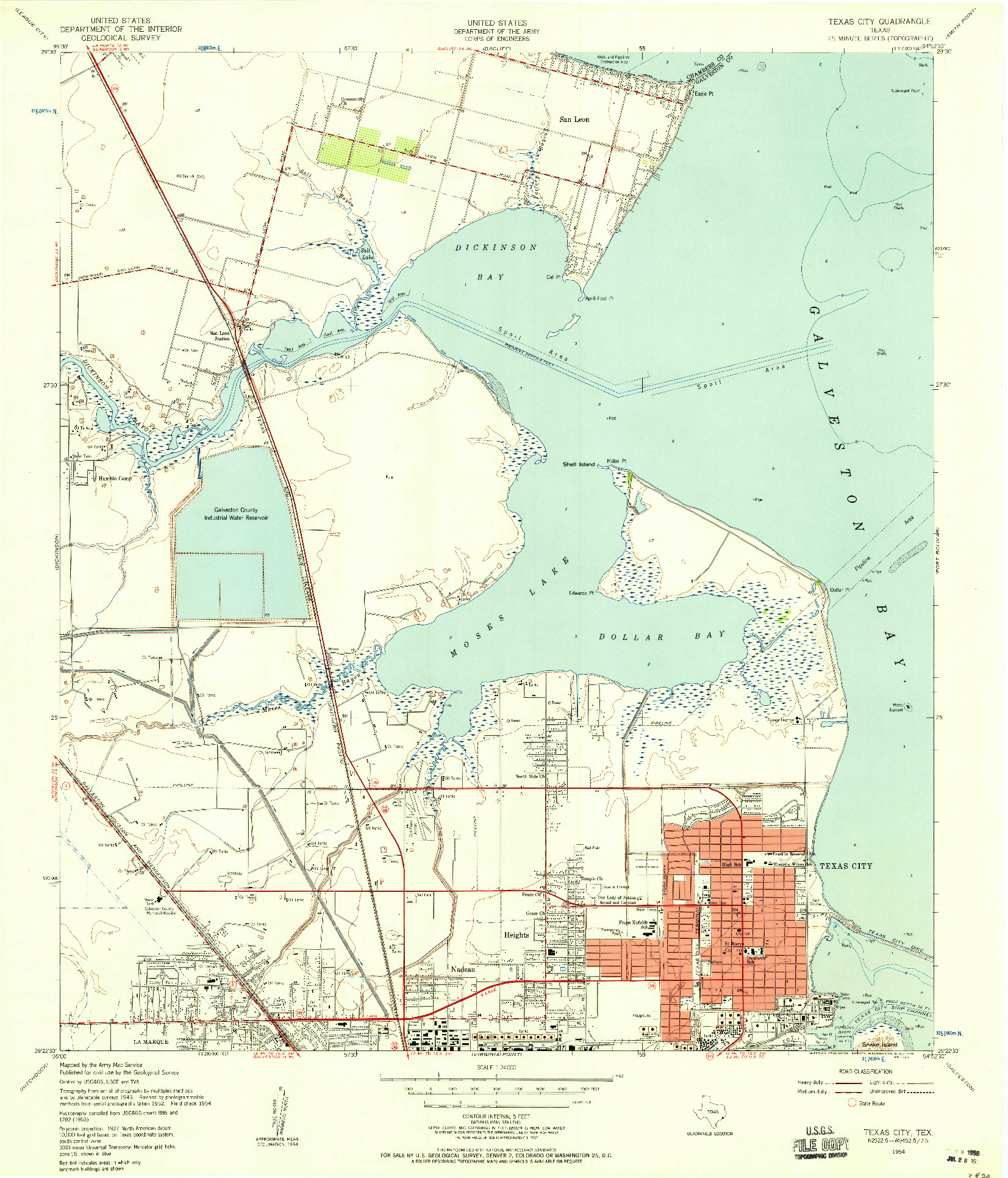 USGS 1:24000-SCALE QUADRANGLE FOR TEXAS CITY, TX 1954