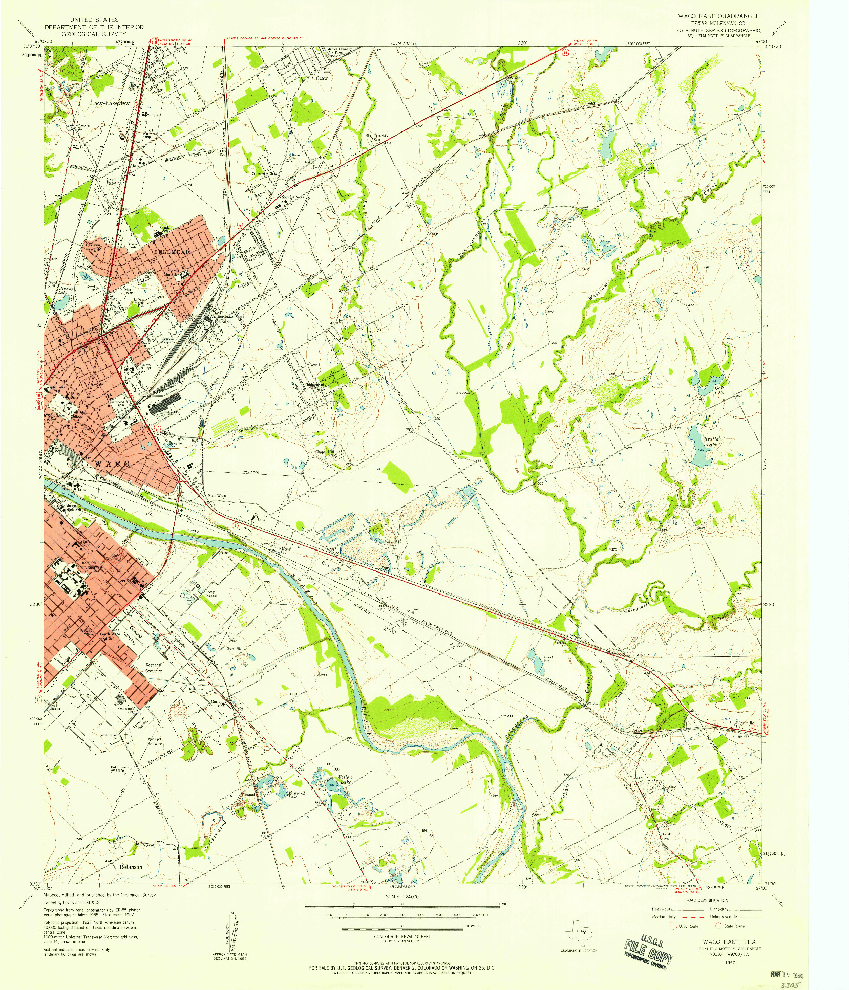 USGS 1:24000-SCALE QUADRANGLE FOR WACO EAST, TX 1957