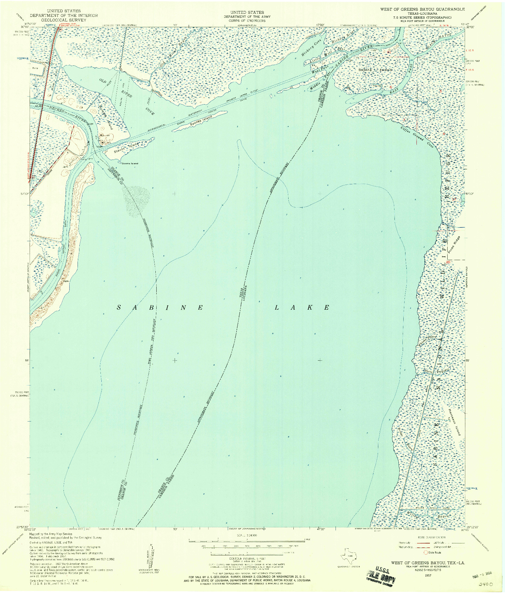 USGS 1:24000-SCALE QUADRANGLE FOR WEST OF GREENS BAYOU, TX 1957