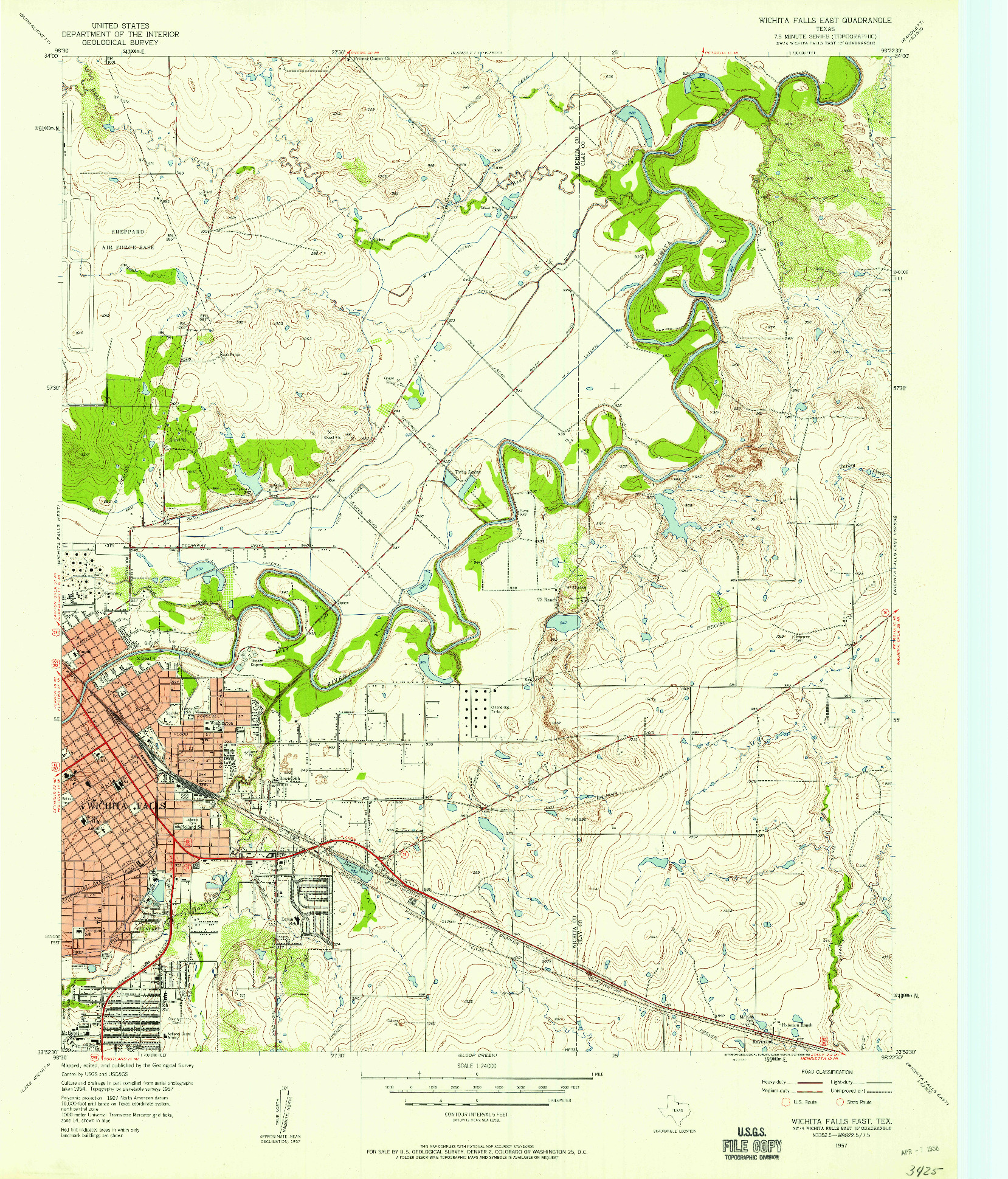 USGS 1:24000-SCALE QUADRANGLE FOR WICHITA FALLS EAST, TX 1957