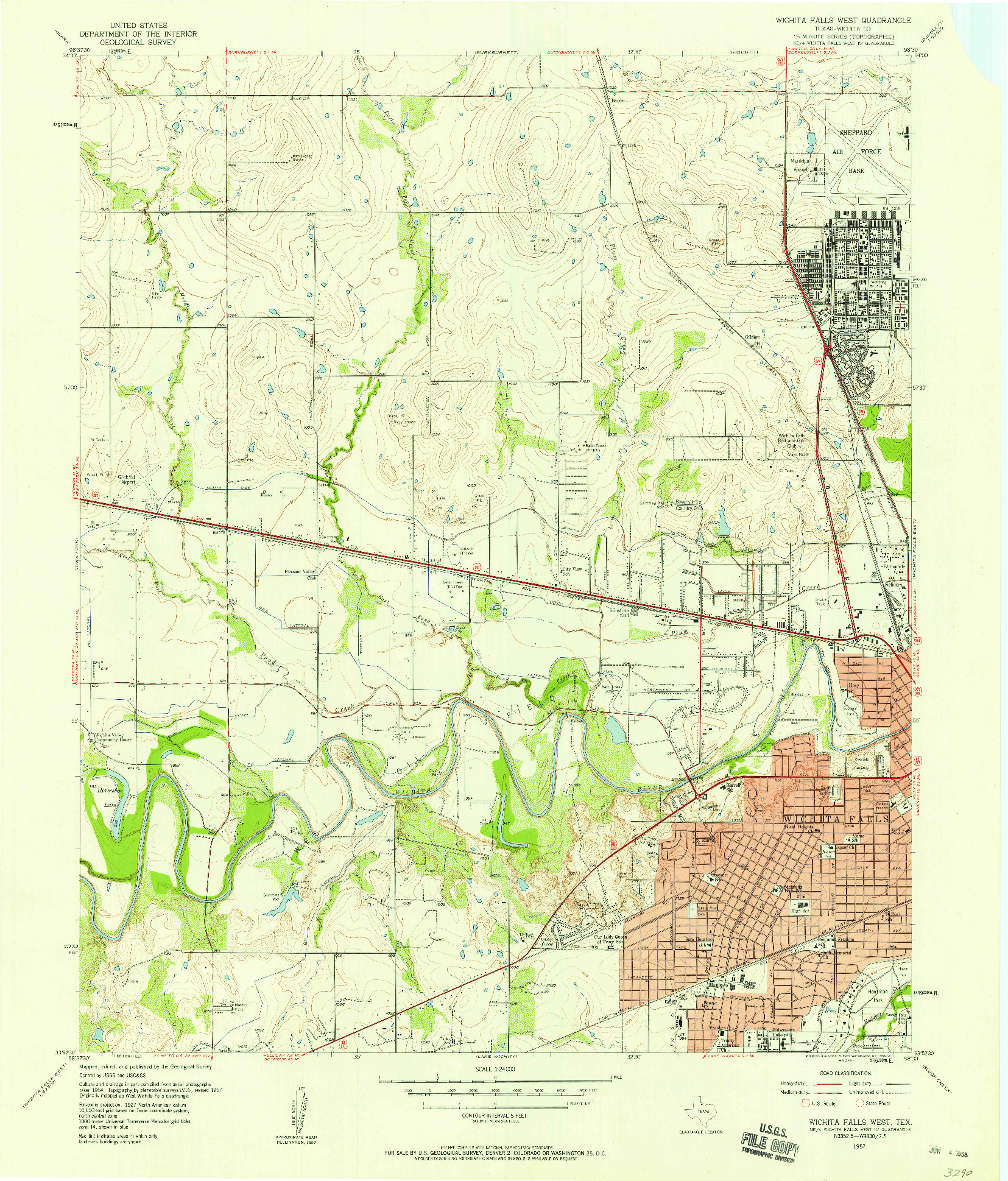 USGS 1:24000-SCALE QUADRANGLE FOR WICHITA FALLS WEST, TX 1957