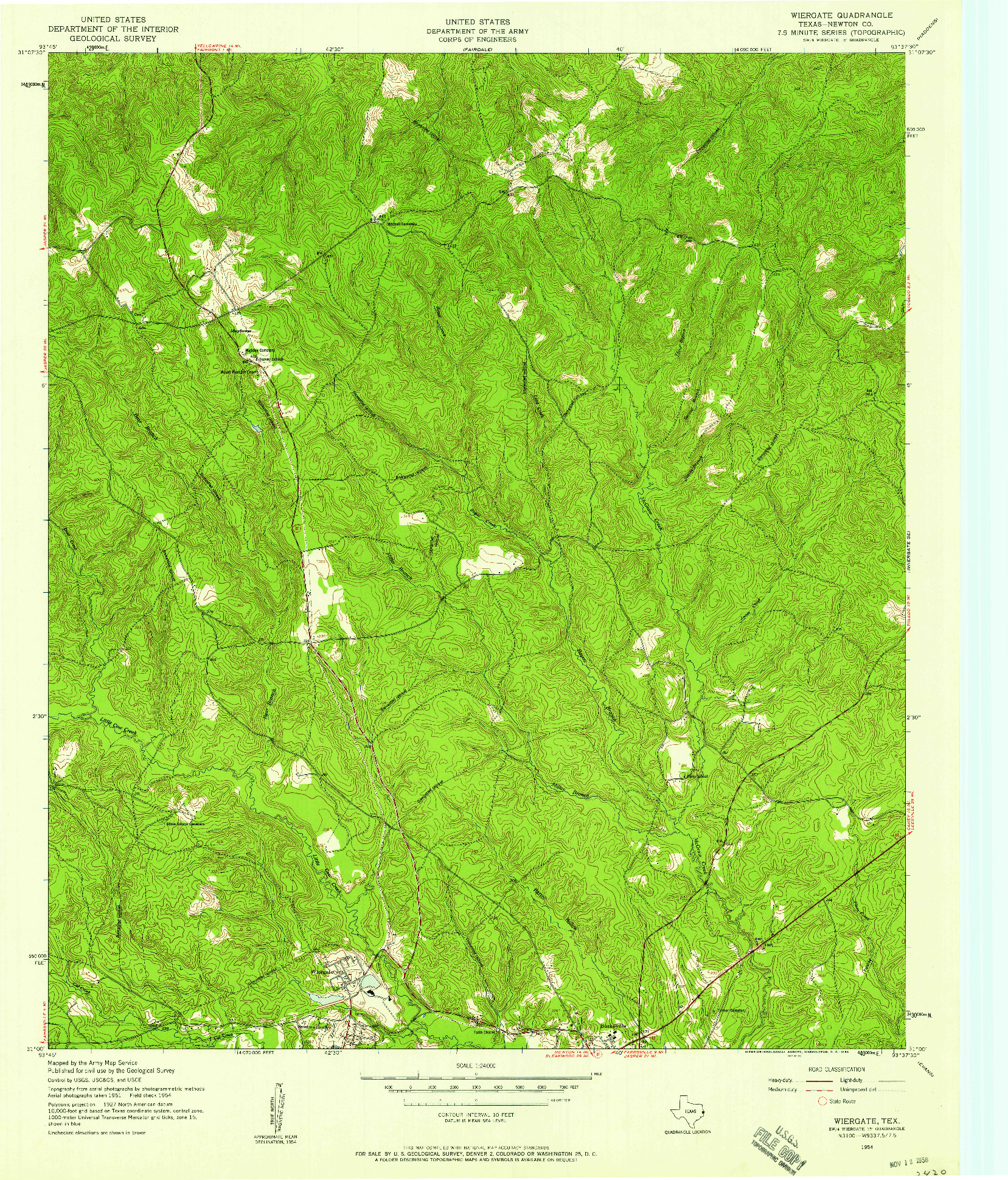 USGS 1:24000-SCALE QUADRANGLE FOR WIERGATE, TX 1954