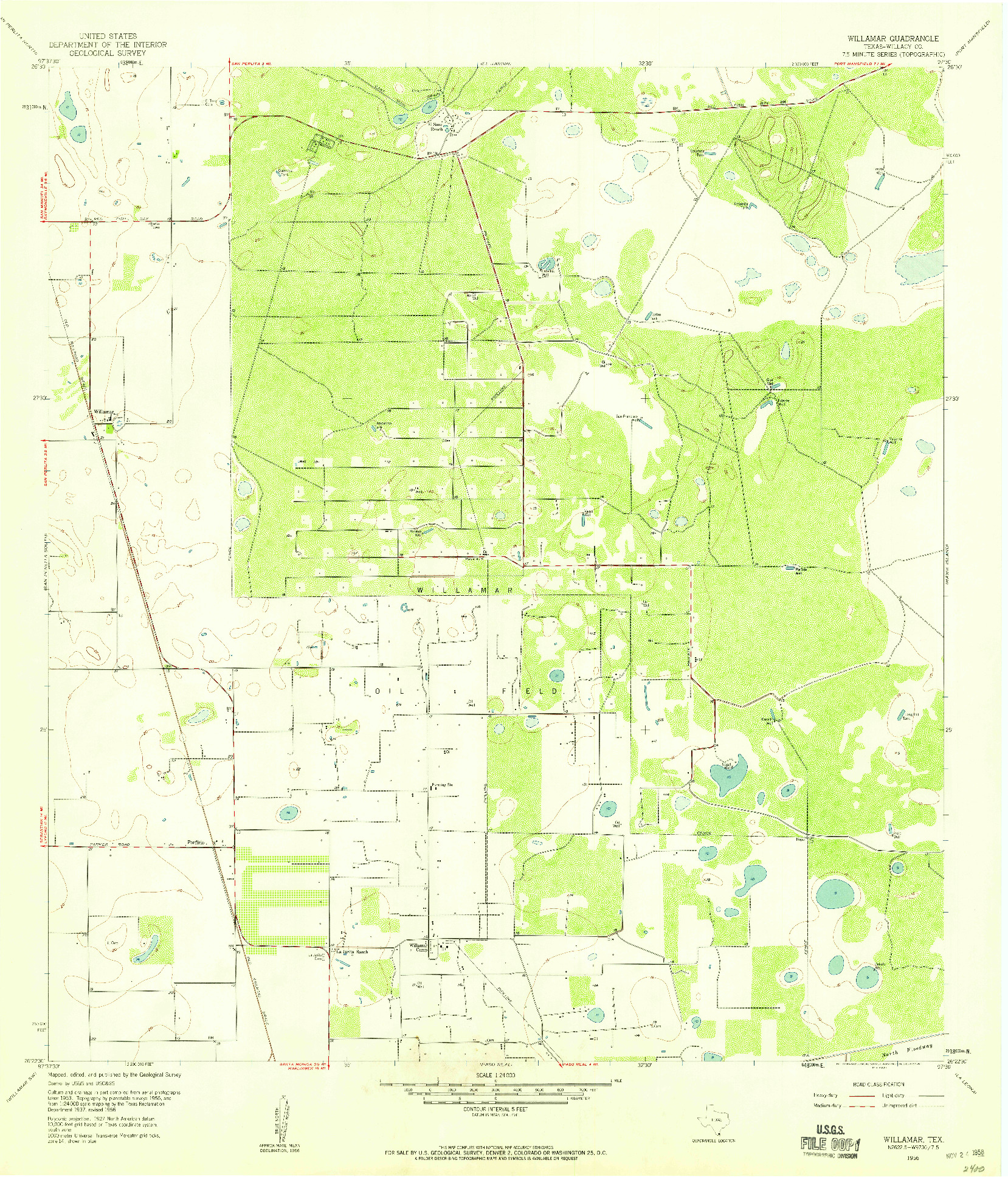 USGS 1:24000-SCALE QUADRANGLE FOR WILLAMAR, TX 1956