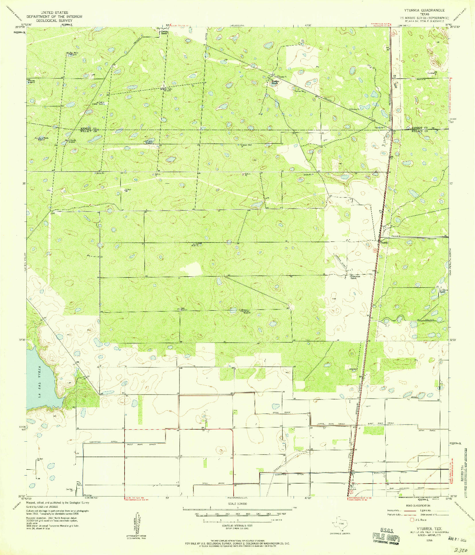 USGS 1:24000-SCALE QUADRANGLE FOR YTURRIA, TX 1956