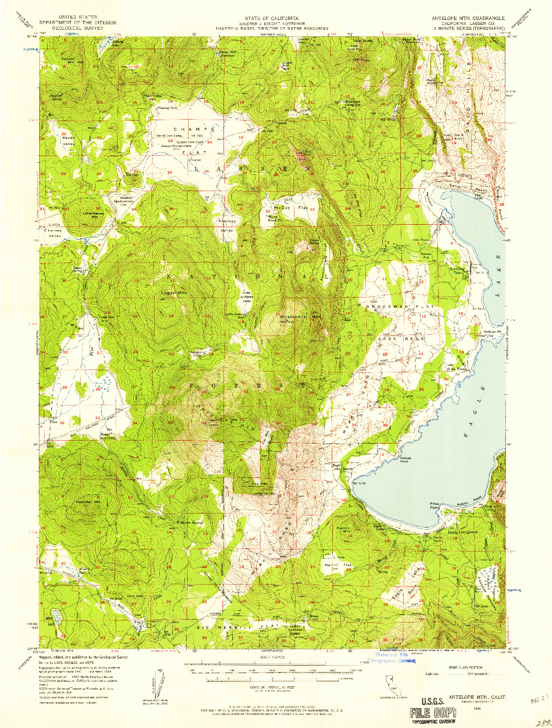 USGS 1:62500-SCALE QUADRANGLE FOR ANTELOPE MTN, CA 1956