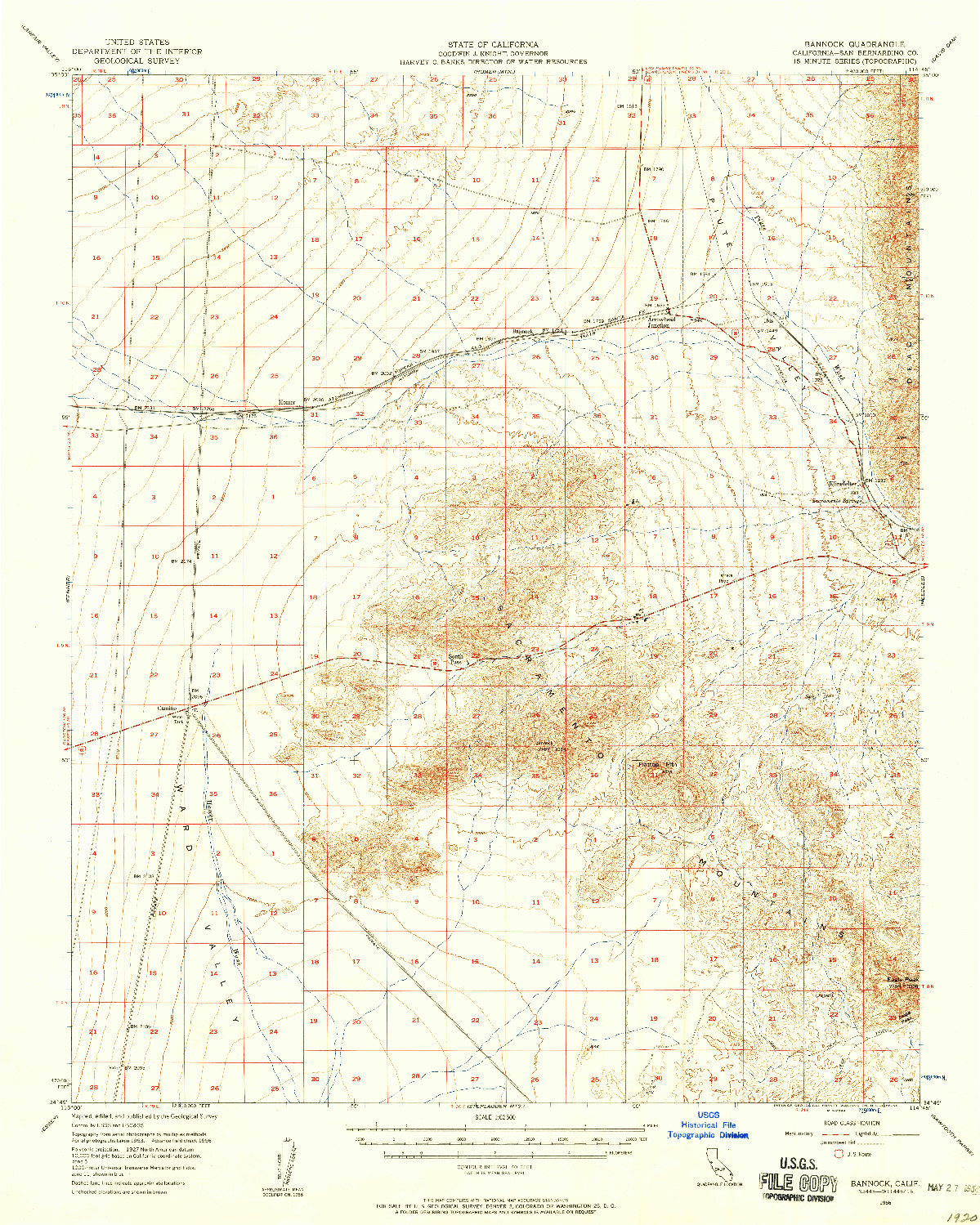 USGS 1:62500-SCALE QUADRANGLE FOR BANNOCK, CA 1956