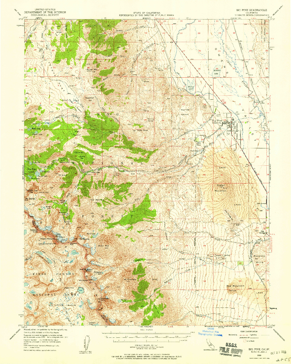 USGS 1:62500-SCALE QUADRANGLE FOR BIG PINE, CA 1950