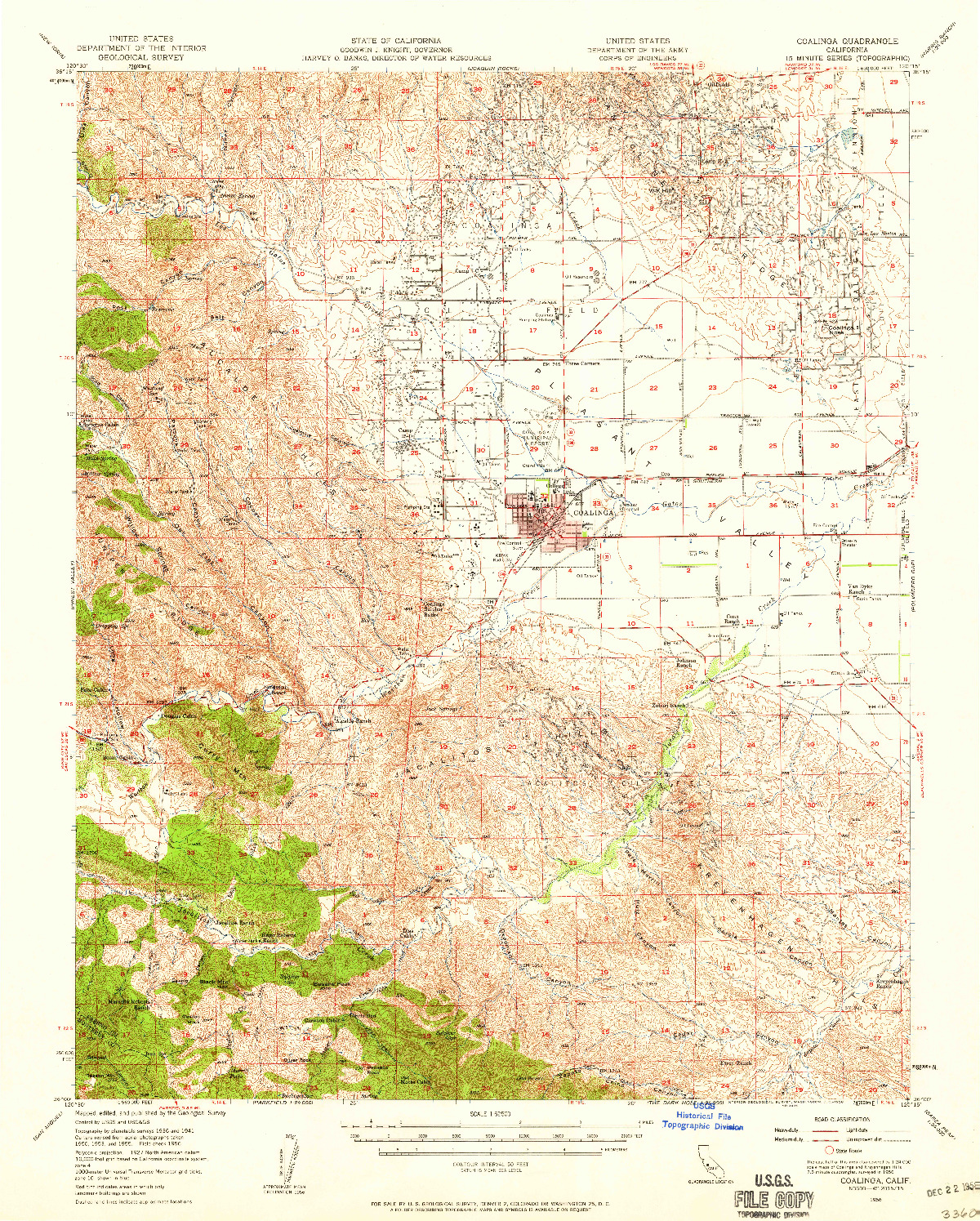 USGS 1:62500-SCALE QUADRANGLE FOR COALINGA, CA 1956