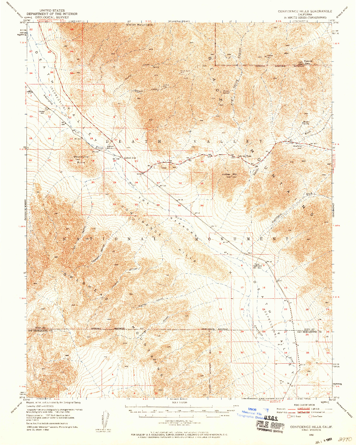 USGS 1:62500-SCALE QUADRANGLE FOR CONFIDENCE HILLS, CA 1950