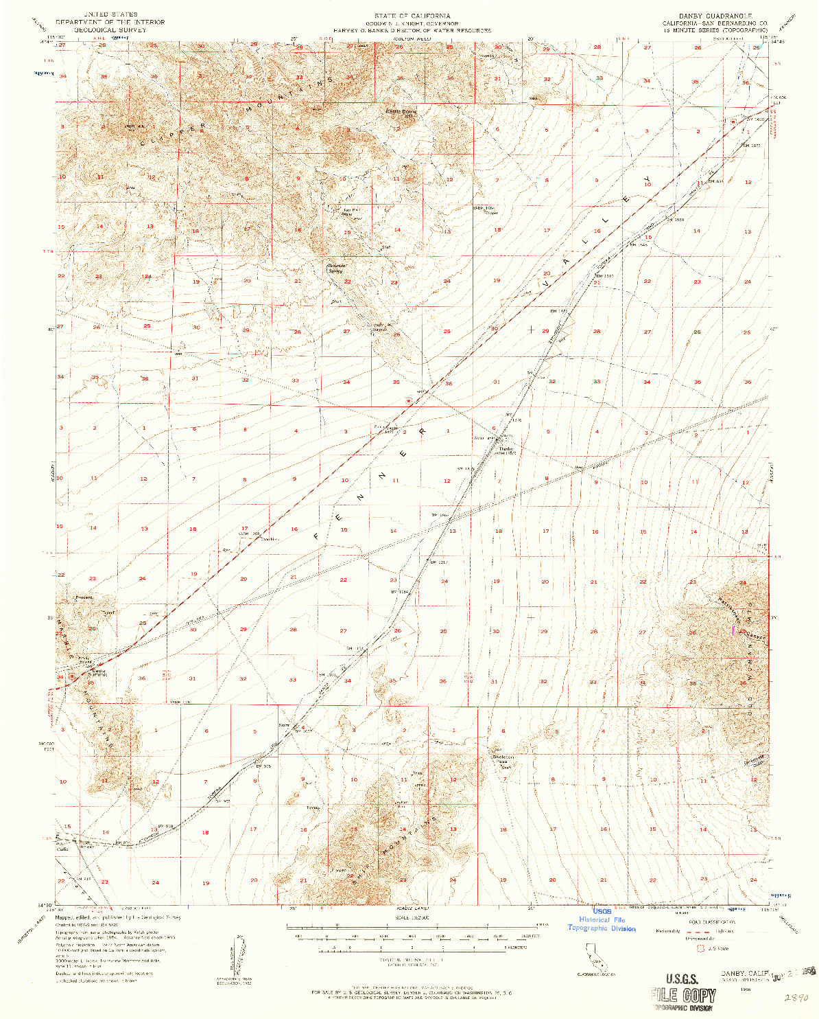 USGS 1:62500-SCALE QUADRANGLE FOR DANBY, CA 1956