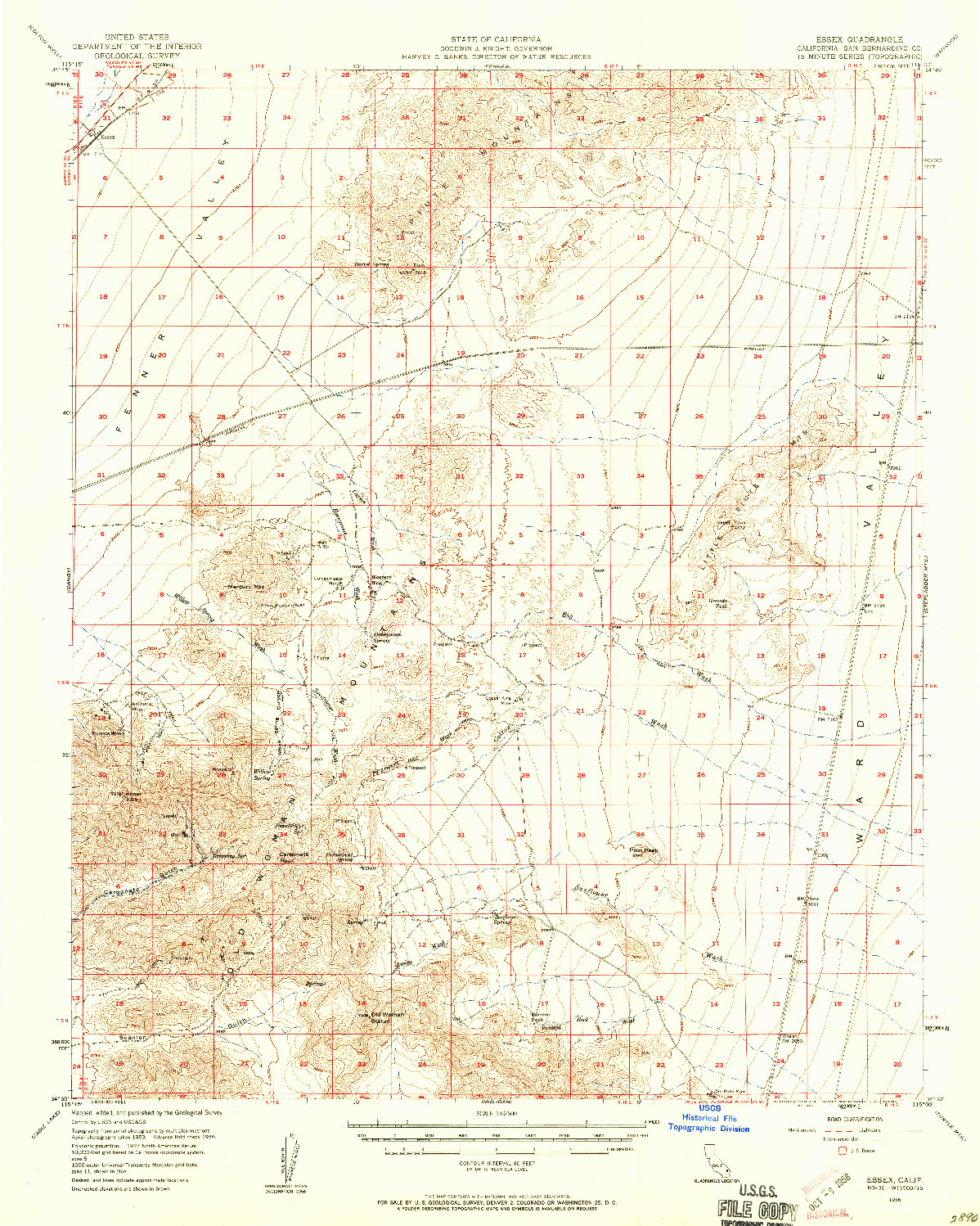 USGS 1:62500-SCALE QUADRANGLE FOR ESSEX, CA 1956