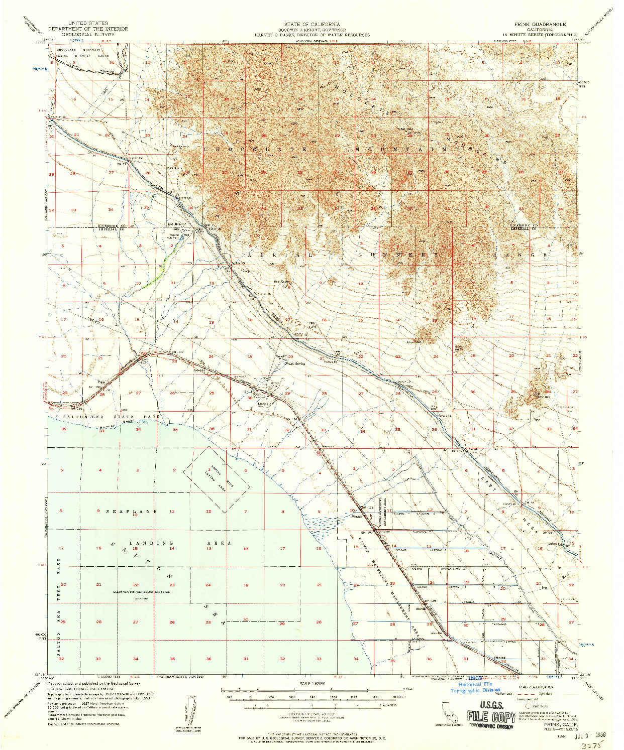 USGS 1:62500-SCALE QUADRANGLE FOR FRINK, CA 1956