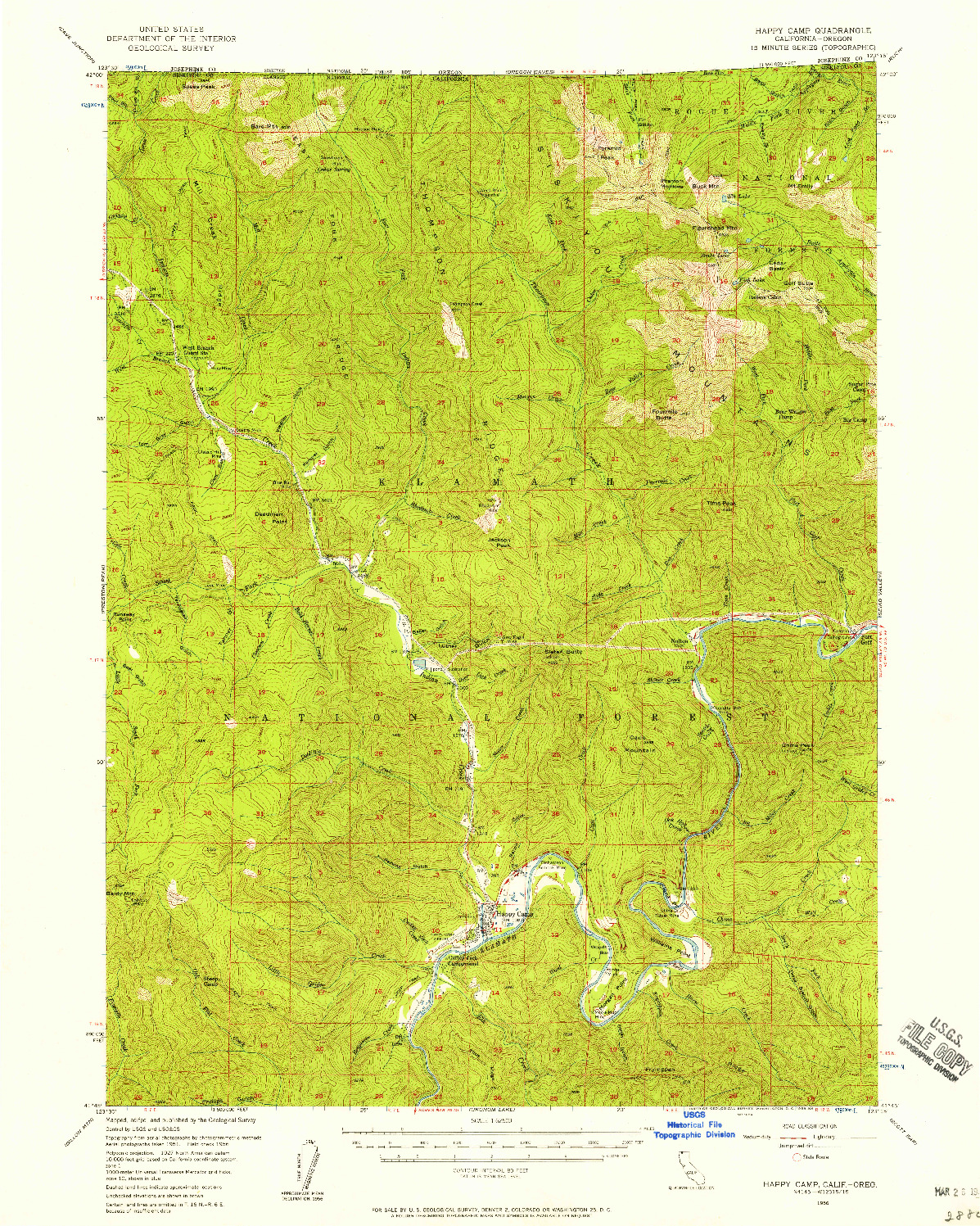 USGS 1:62500-SCALE QUADRANGLE FOR HAPPY CAMP, CA 1956