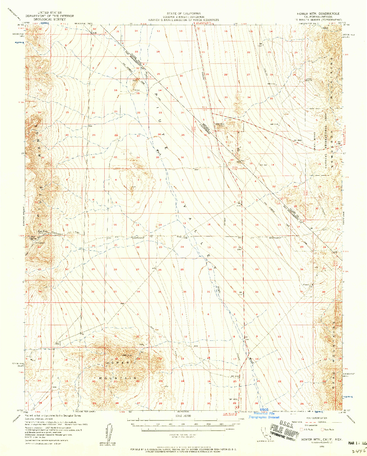 USGS 1:62500-SCALE QUADRANGLE FOR HOMER MTN, CA 1956