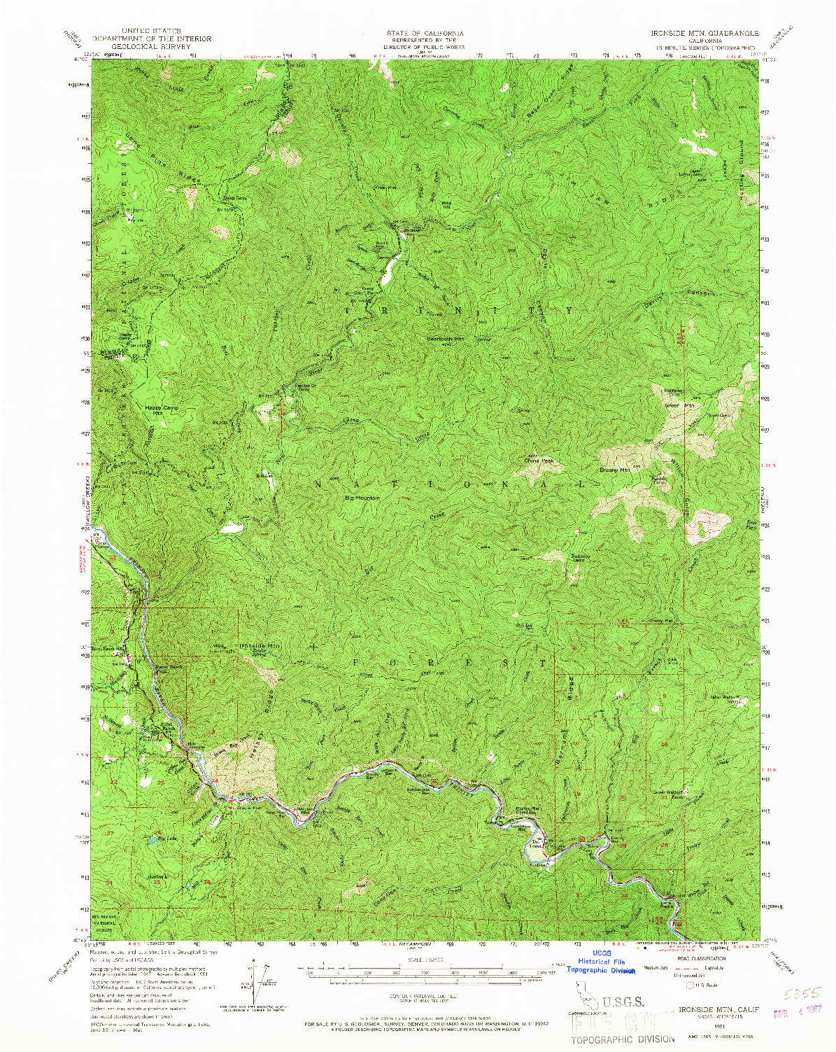 USGS 1:62500-SCALE QUADRANGLE FOR IRONSIDE MOUNTAIN, CA 1951