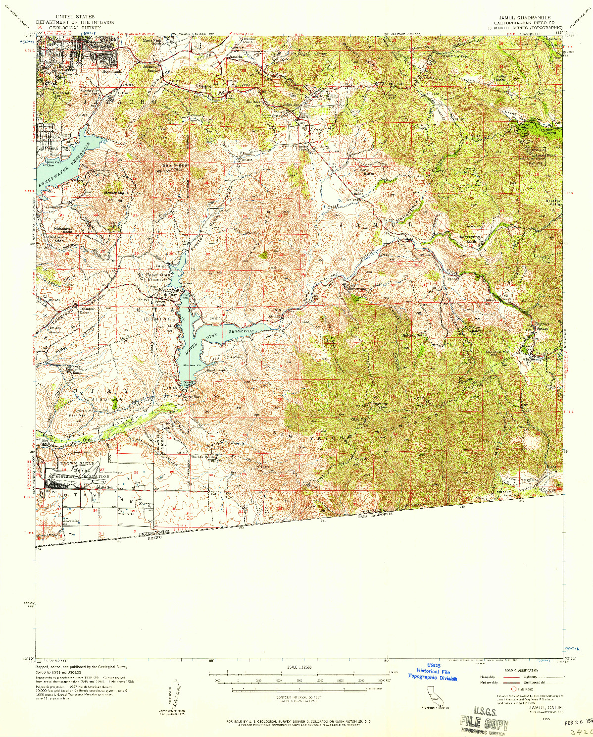 USGS 1:62500-SCALE QUADRANGLE FOR JAMUL, CA 1955