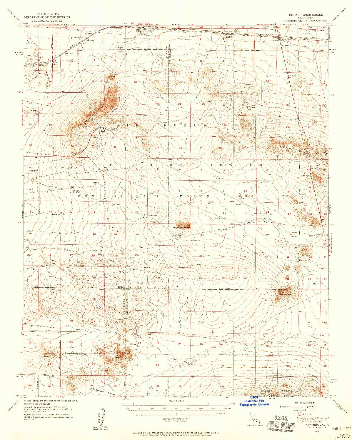 USGS 1:62500-SCALE QUADRANGLE FOR KRAMER, CA 1956
