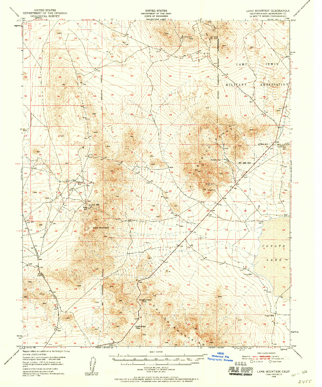 USGS 1:62500-SCALE QUADRANGLE FOR LANE MOUNTAIN, CA 1948