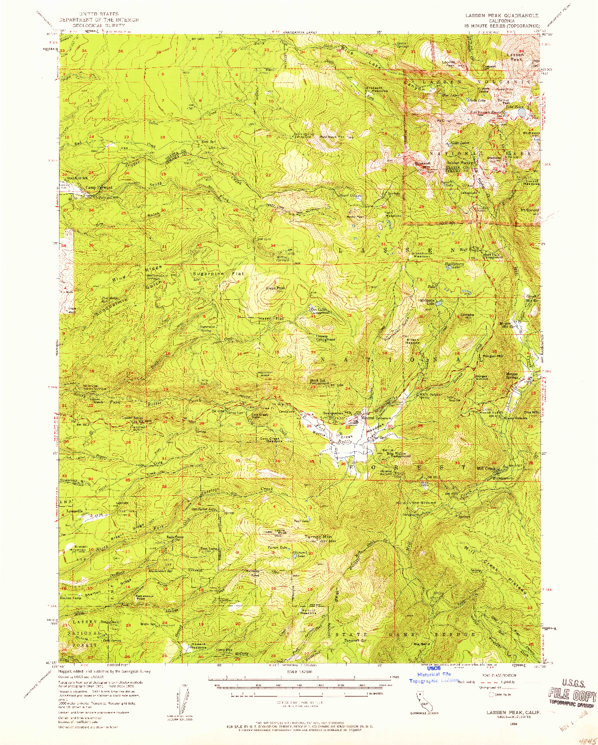 USGS 1:62500-SCALE QUADRANGLE FOR LASSEN PEAK, CA 1956