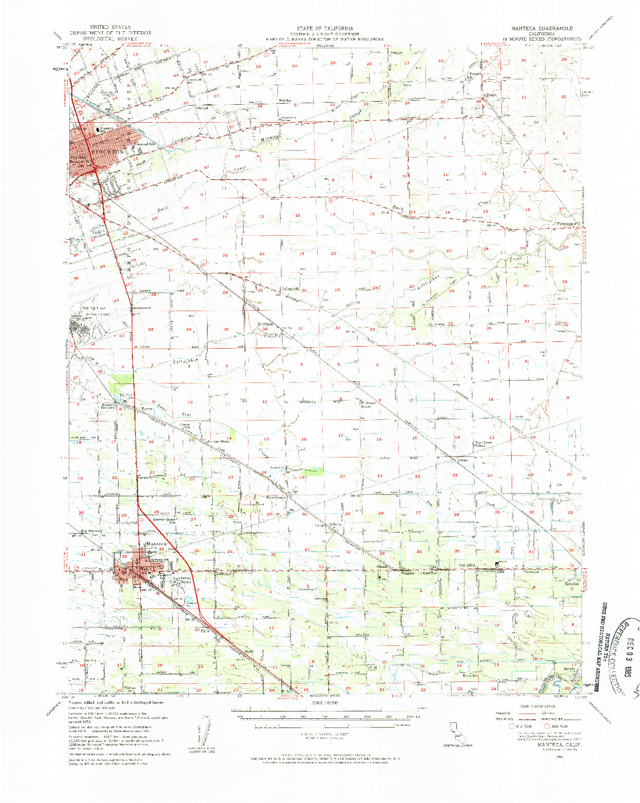 USGS 1:62500-SCALE QUADRANGLE FOR MANTECA, CA 1952