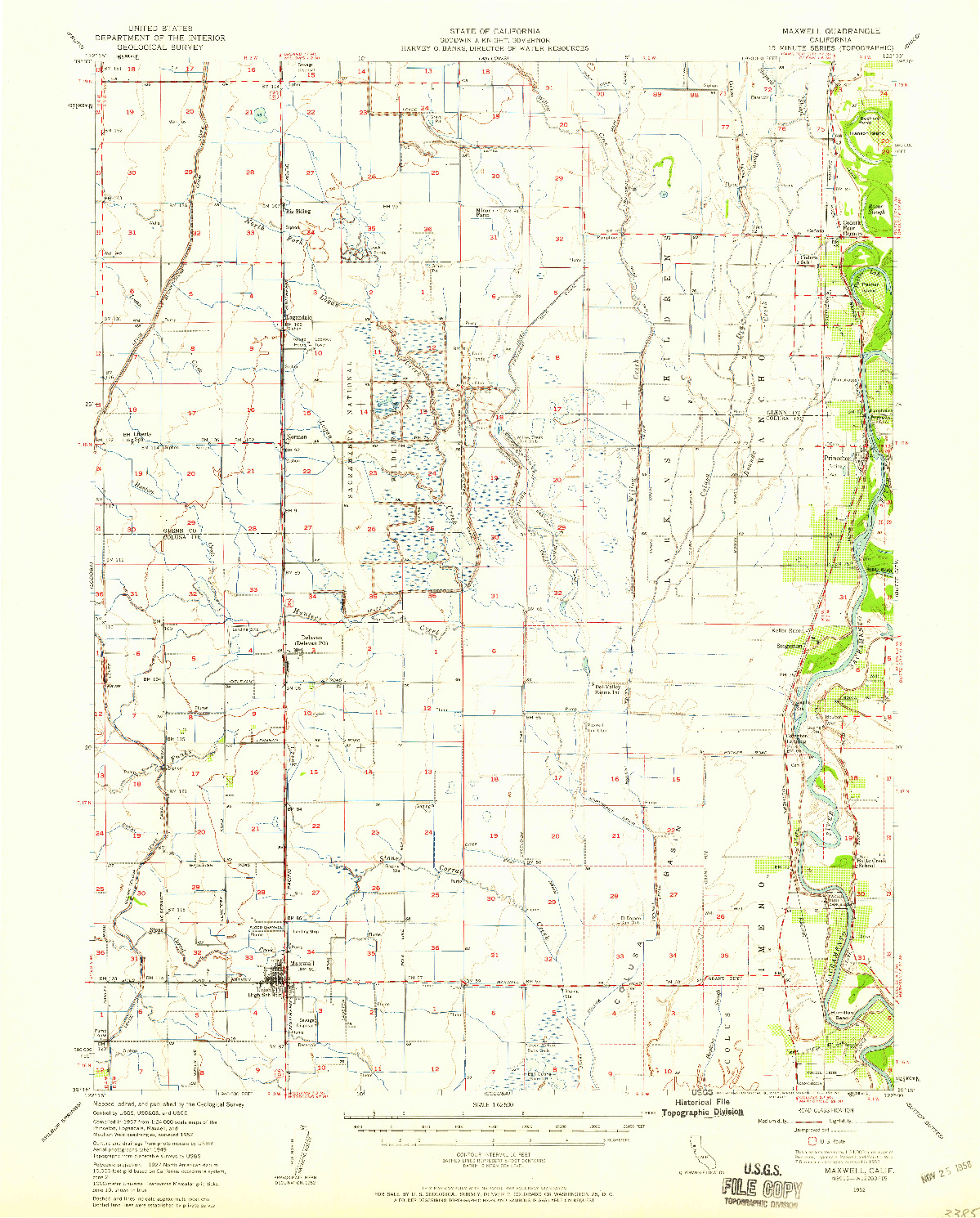 USGS 1:62500-SCALE QUADRANGLE FOR MAXWELL, CA 1952