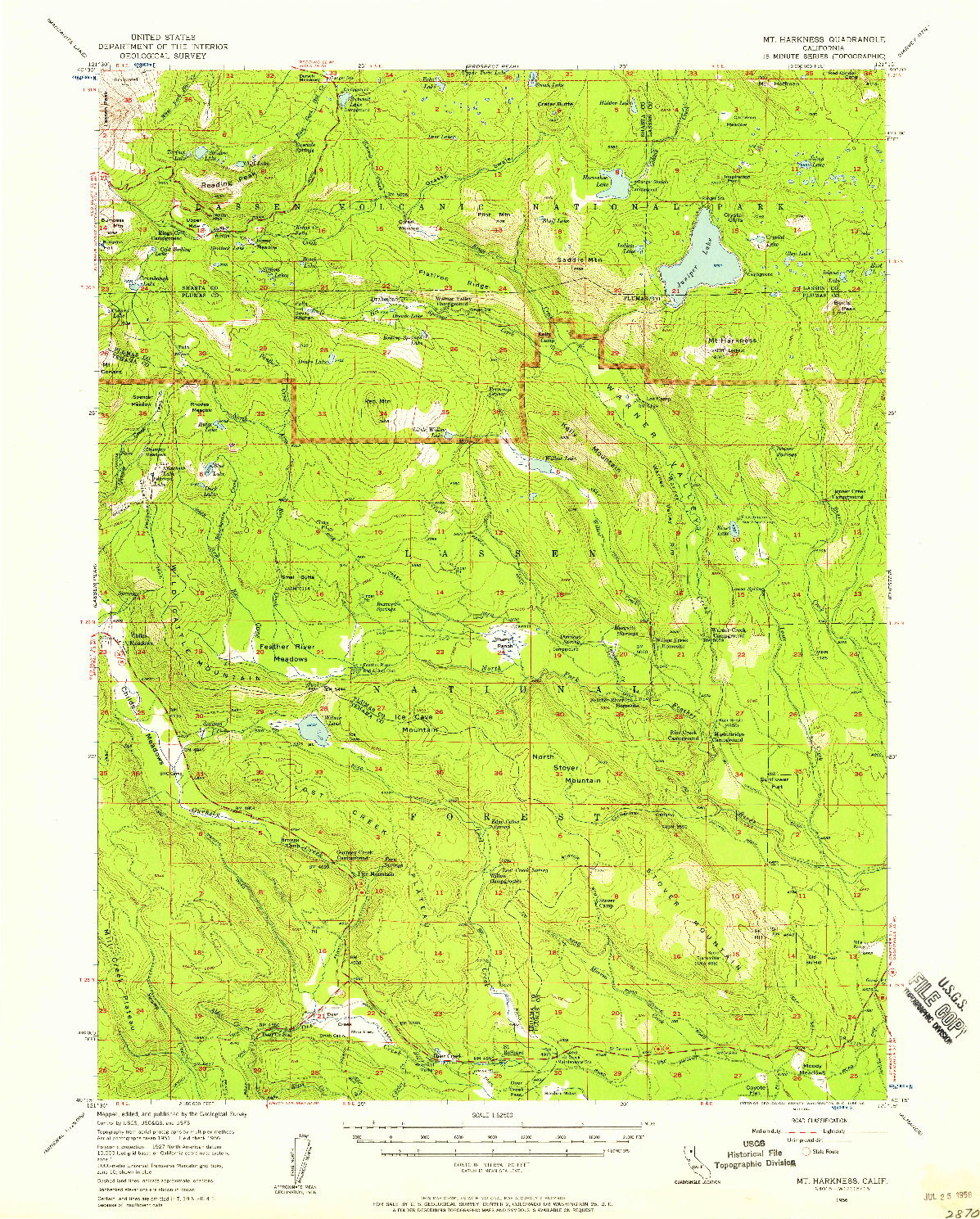 USGS 1:62500-SCALE QUADRANGLE FOR MT. HARKNESS, CA 1956