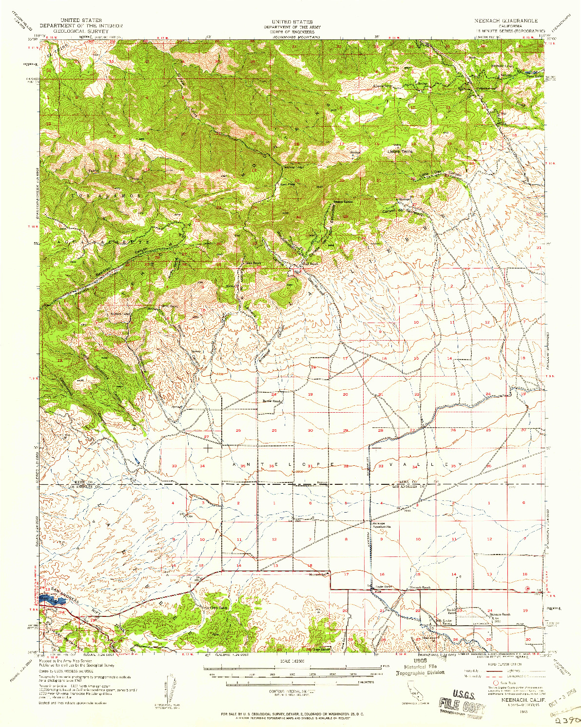 USGS 1:62500-SCALE QUADRANGLE FOR NEENACH, CA 1943