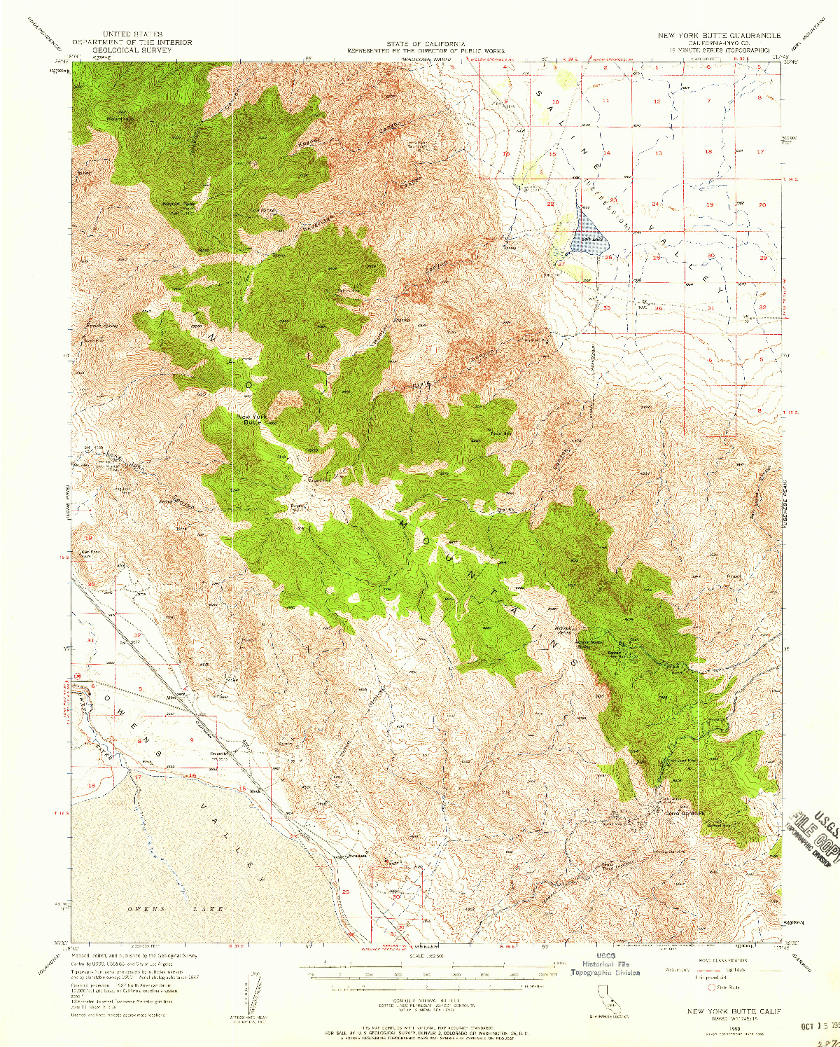 USGS 1:62500-SCALE QUADRANGLE FOR NEW YORK BUTTE, CA 1950