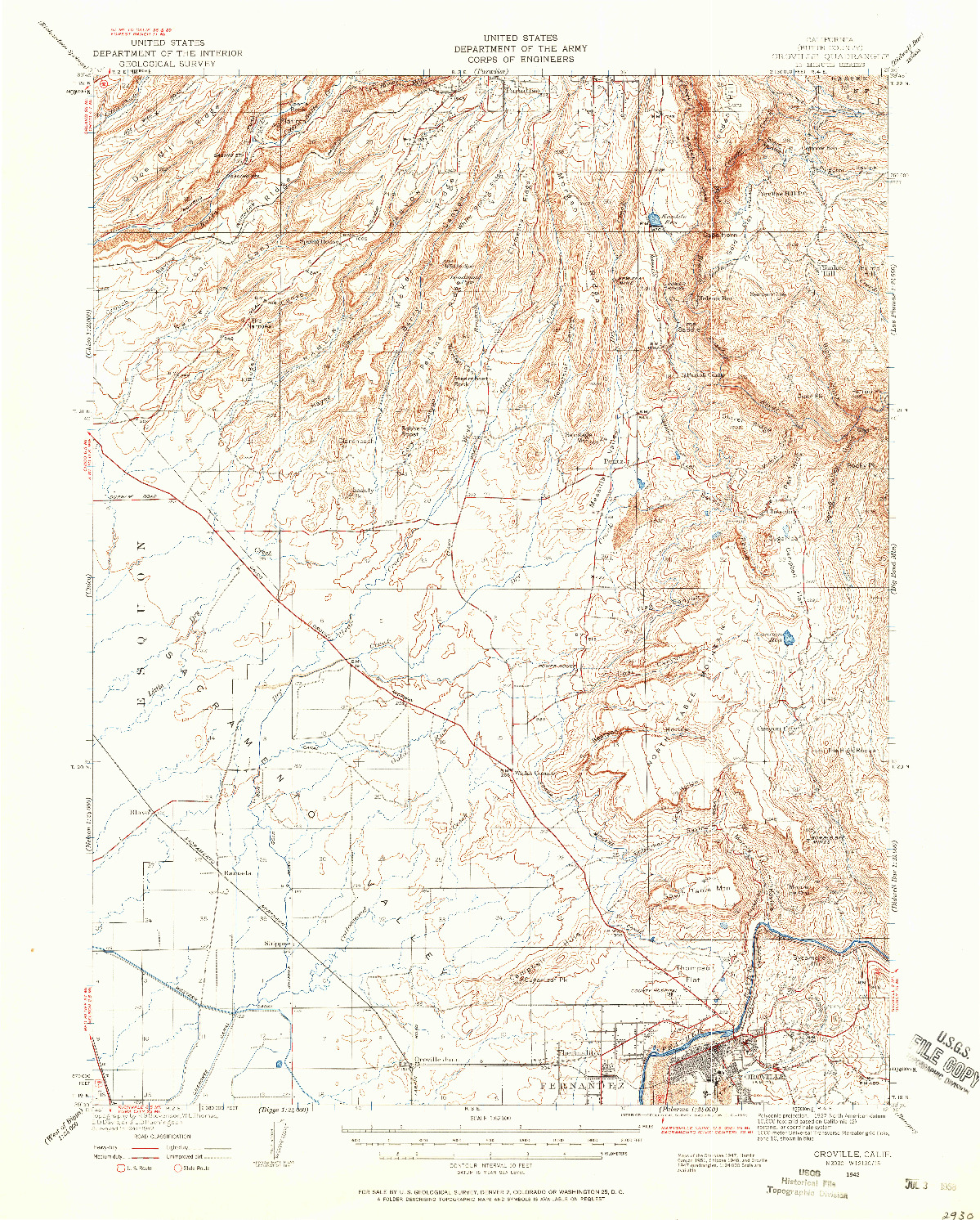 USGS 1:62500-SCALE QUADRANGLE FOR OROVILLE, CA 1942