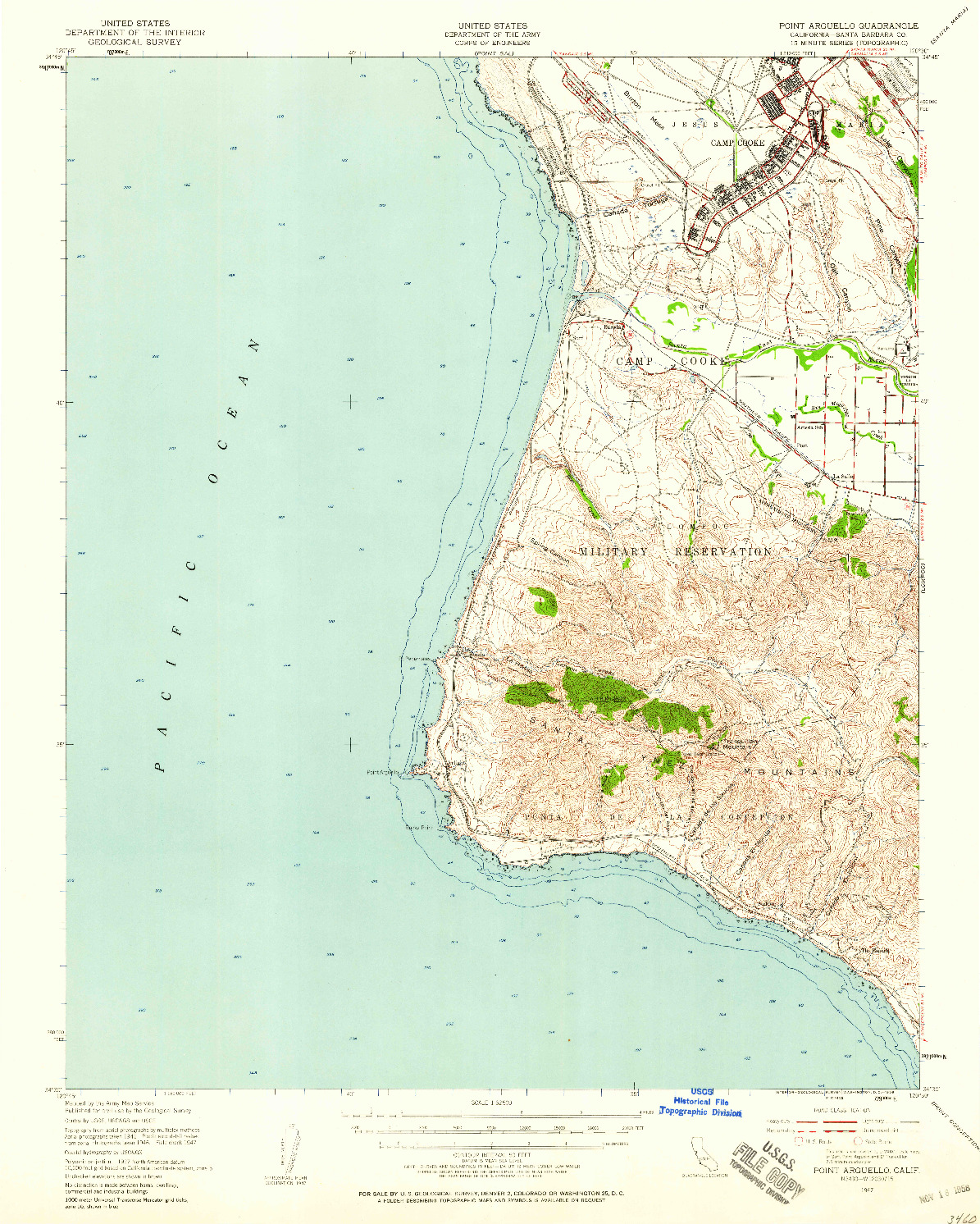 USGS 1:62500-SCALE QUADRANGLE FOR POINT ARGUELLO, CA 1947