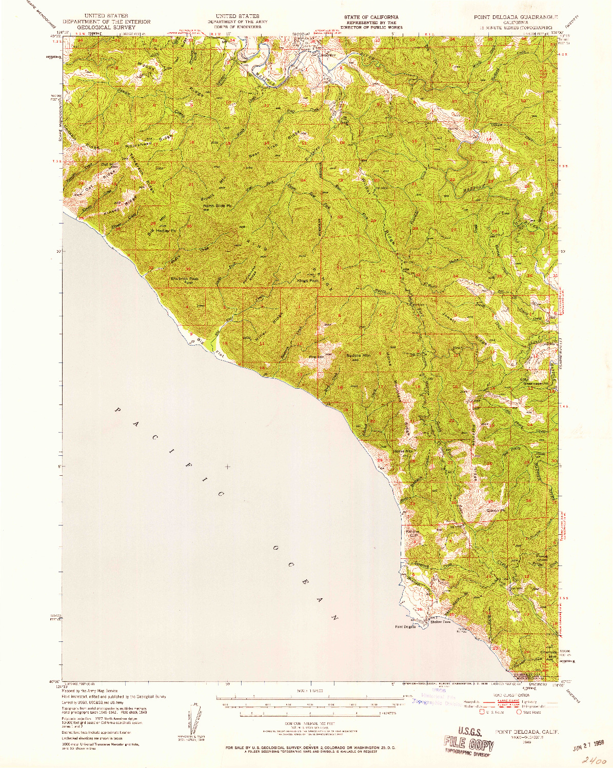 USGS 1:62500-SCALE QUADRANGLE FOR POINT DELGADA, CA 1949