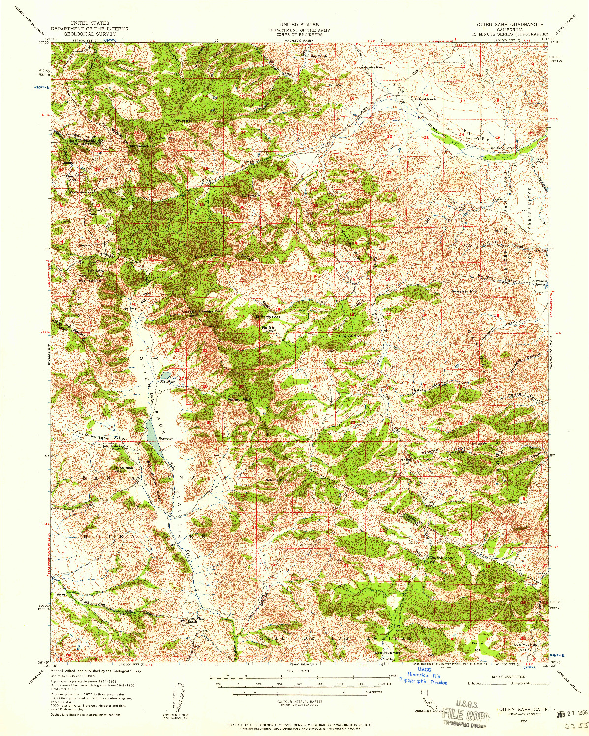 USGS 1:62500-SCALE QUADRANGLE FOR QUIEN SABE, CA 1956