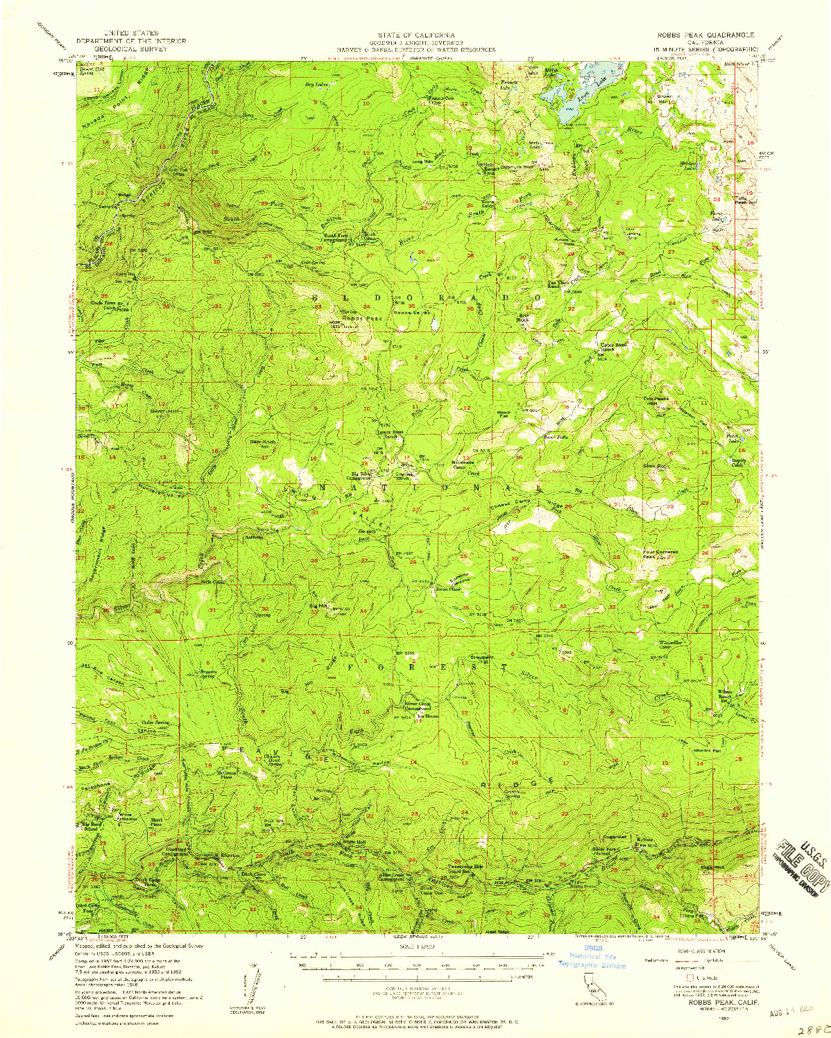 USGS 1:62500-SCALE QUADRANGLE FOR ROBBS PEAK, CA 1952