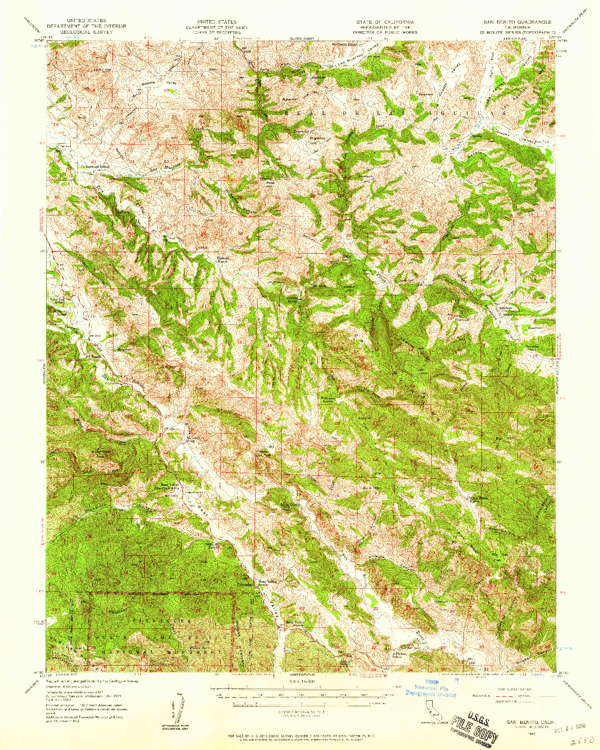 USGS 1:62500-SCALE QUADRANGLE FOR SAN BENITO, CA 1957