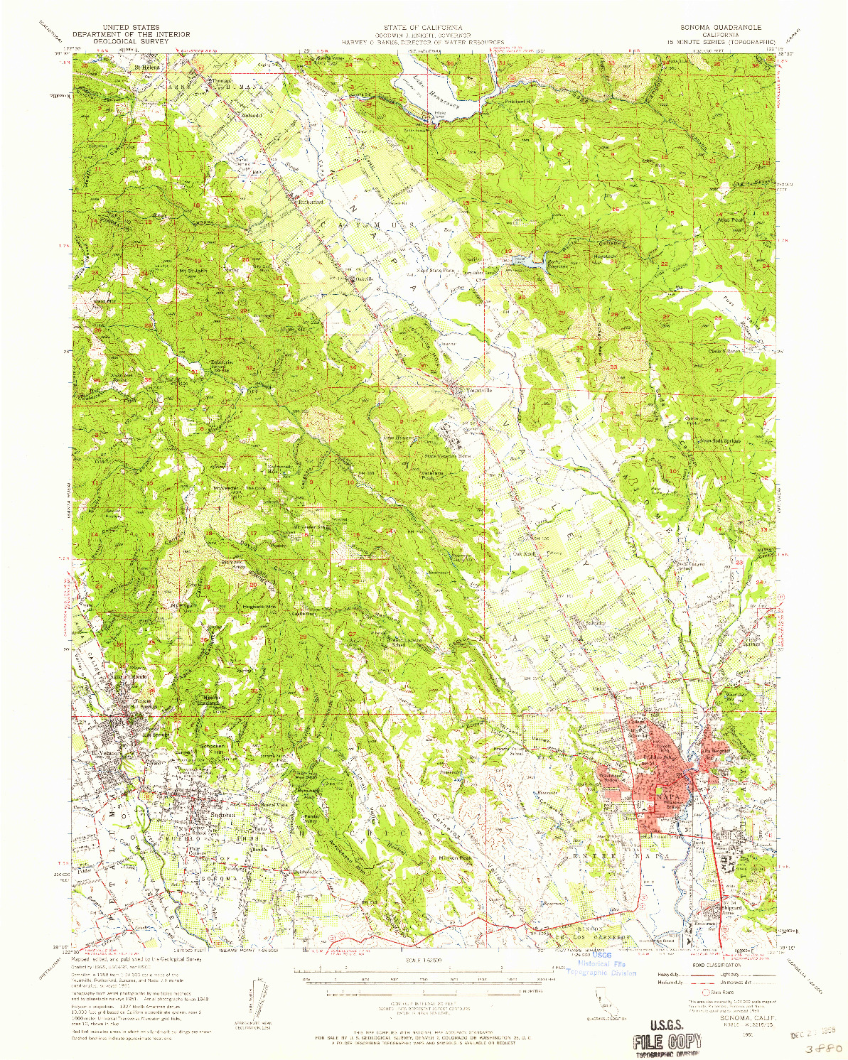 USGS 1:62500-SCALE QUADRANGLE FOR SONOMA, CA 1951