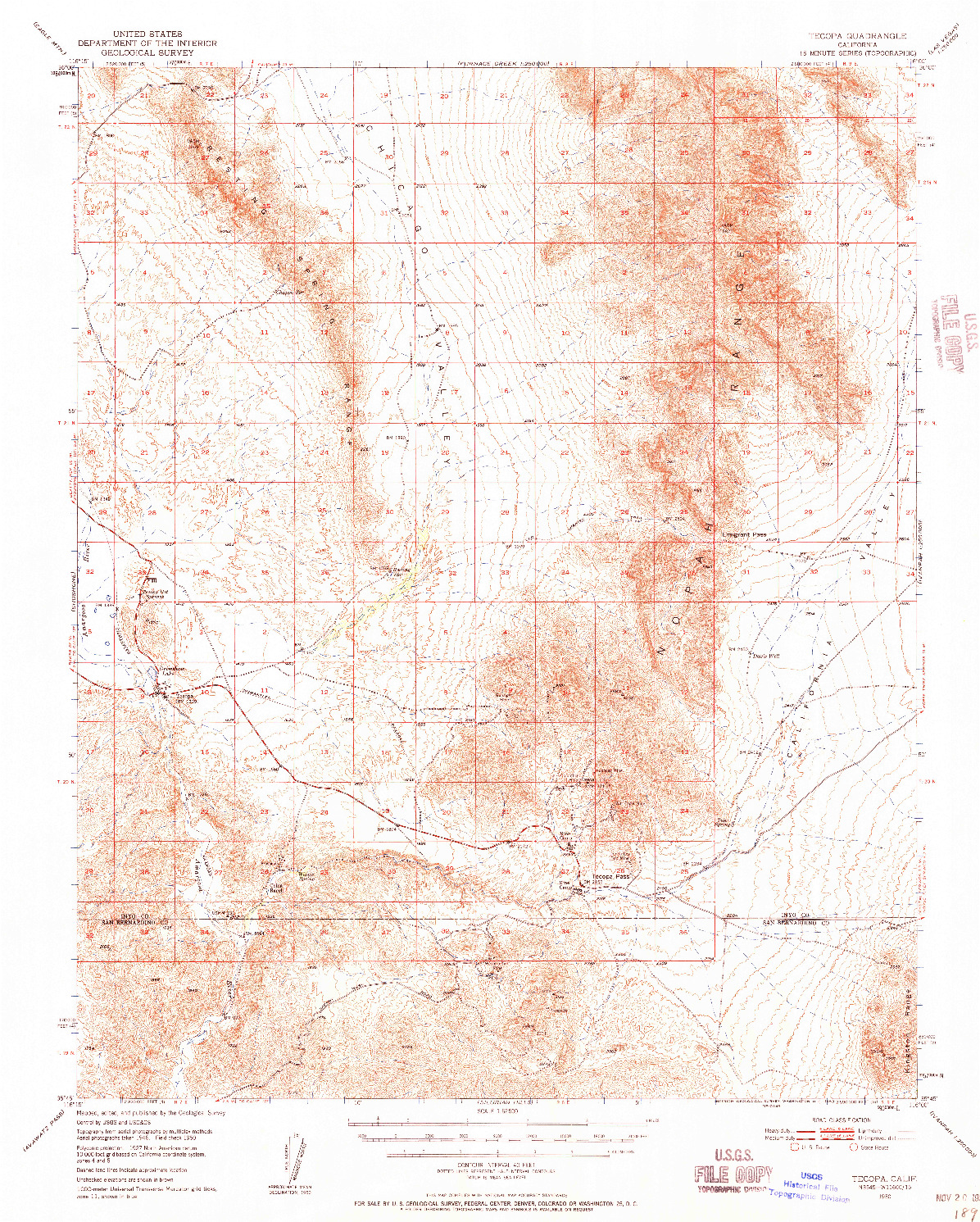 USGS 1:62500-SCALE QUADRANGLE FOR TECOPA, CA 1950