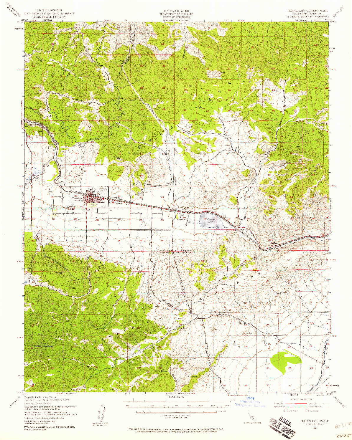 USGS 1:62500-SCALE QUADRANGLE FOR TEHACHAPI, CA 1943