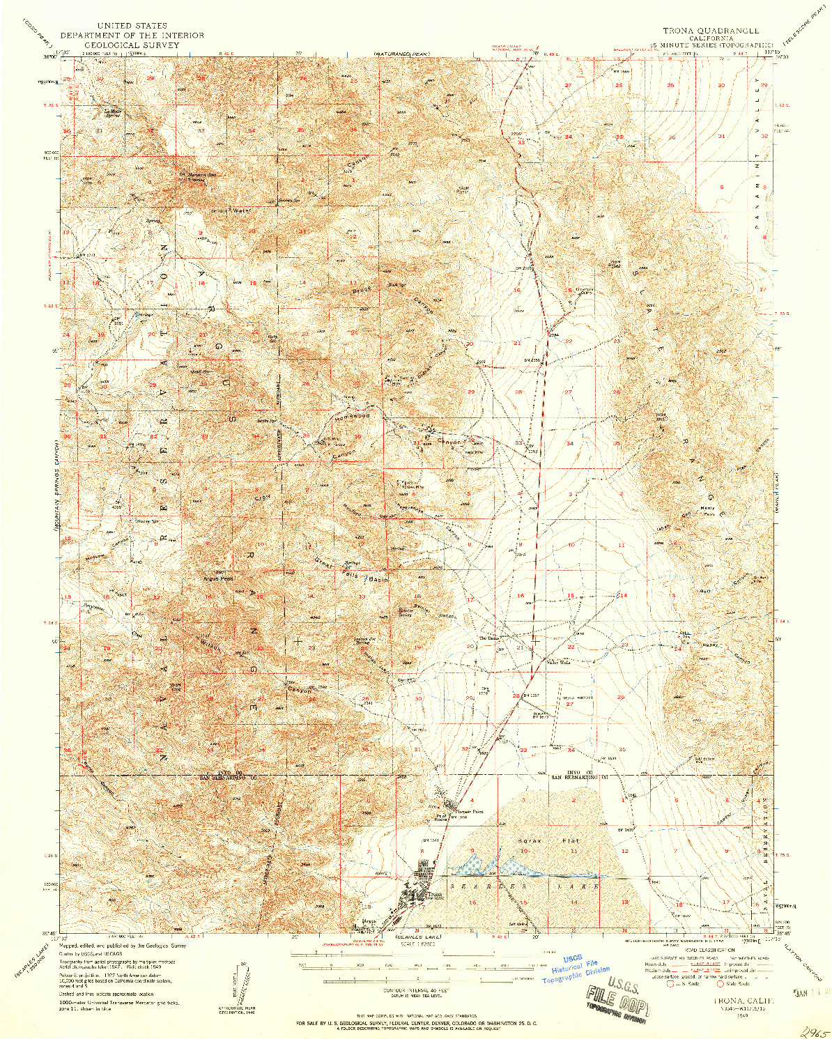 USGS 1:62500-SCALE QUADRANGLE FOR TRONA, CA 1949