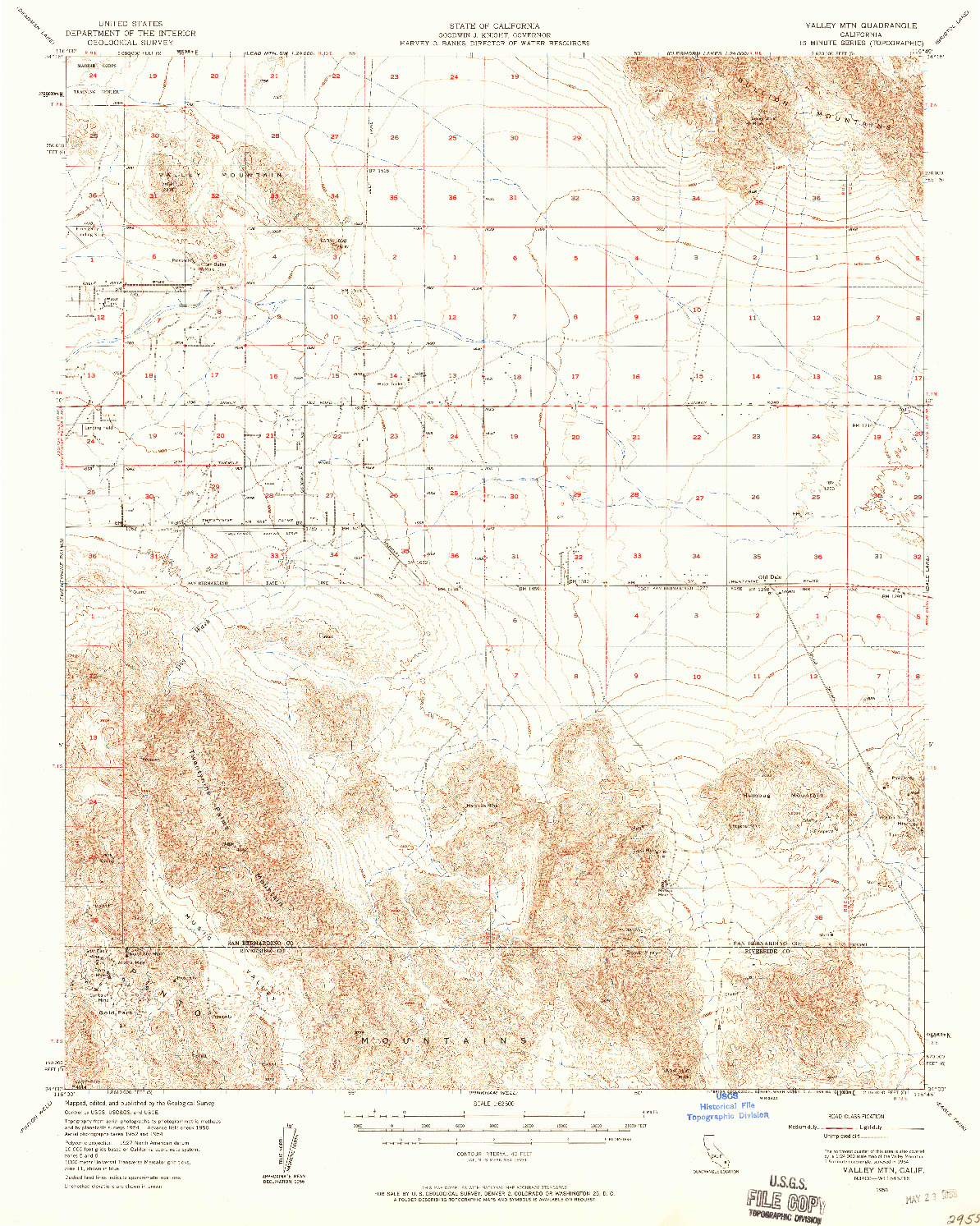 USGS 1:62500-SCALE QUADRANGLE FOR VALLEY MOUNTAIN, CA 1956