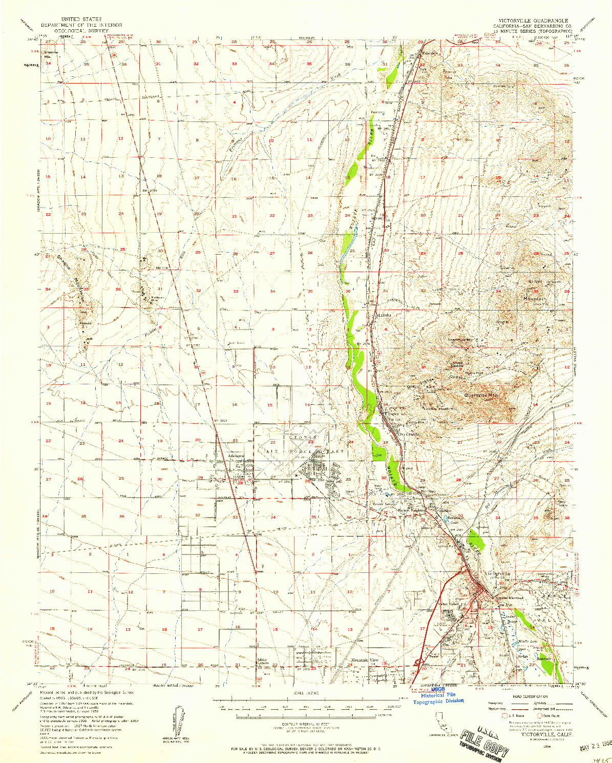 USGS 1:62500-SCALE QUADRANGLE FOR VICTORVILLE, CA 1956