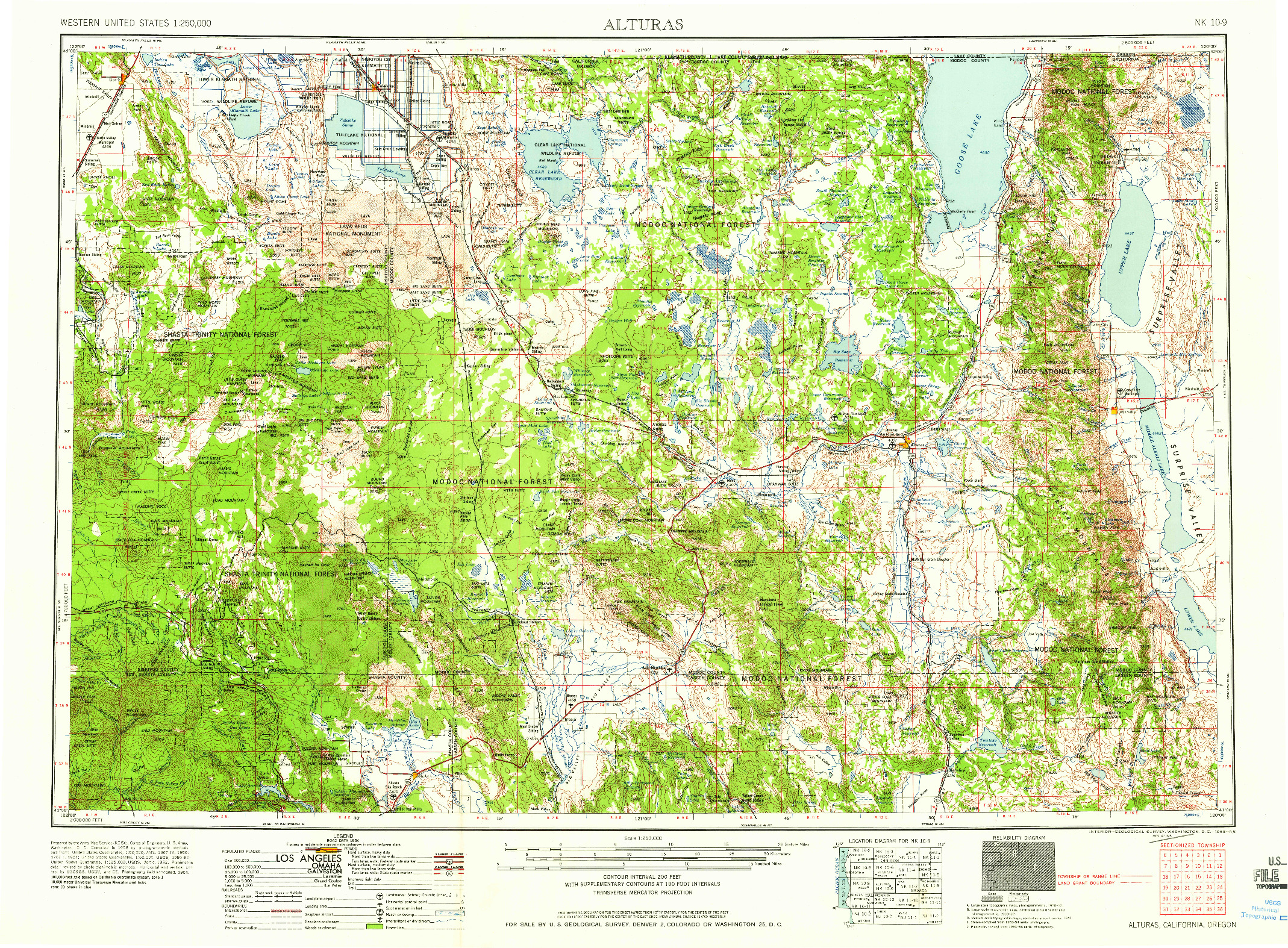 USGS 1:250000-SCALE QUADRANGLE FOR ALTURAS, CA 1958