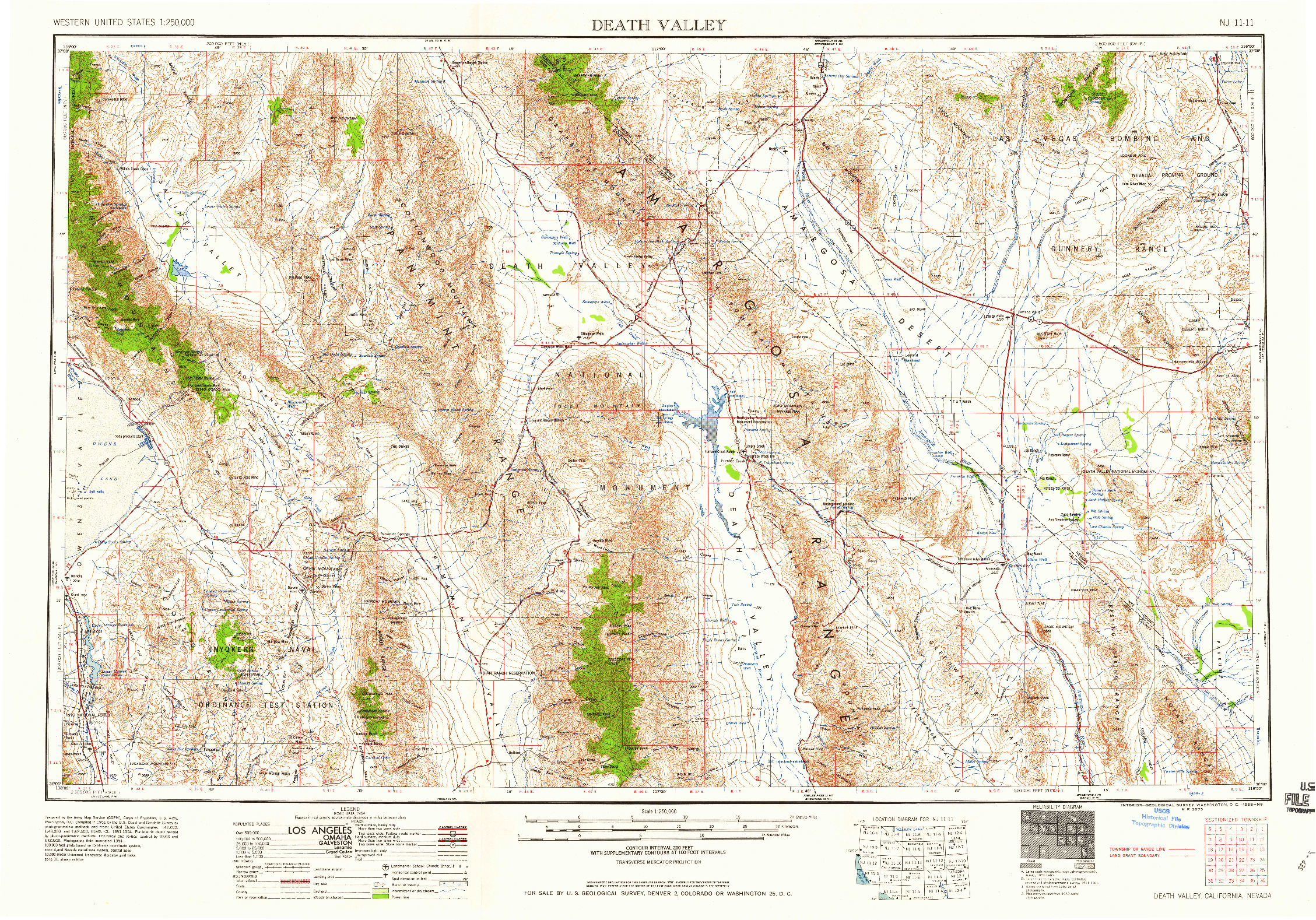 USGS 1:250000-SCALE QUADRANGLE FOR DEATH VALLEY, CA 1958
